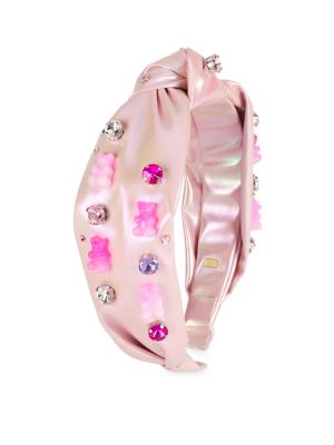 Bari Lynn Girl's Gummy Candy & Crystal Knot Headband - Light Pink