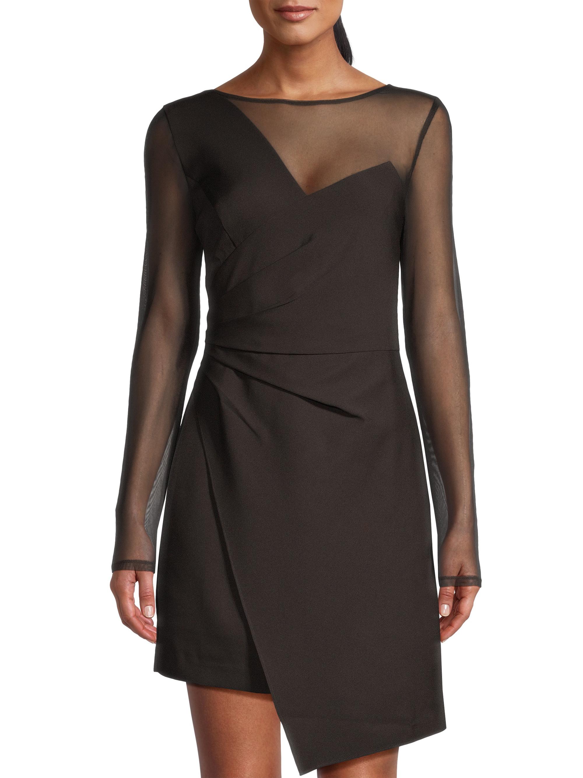 Laundry by Shelli Segal Mesh Asymmetric Dress | Saks Fifth Avenue