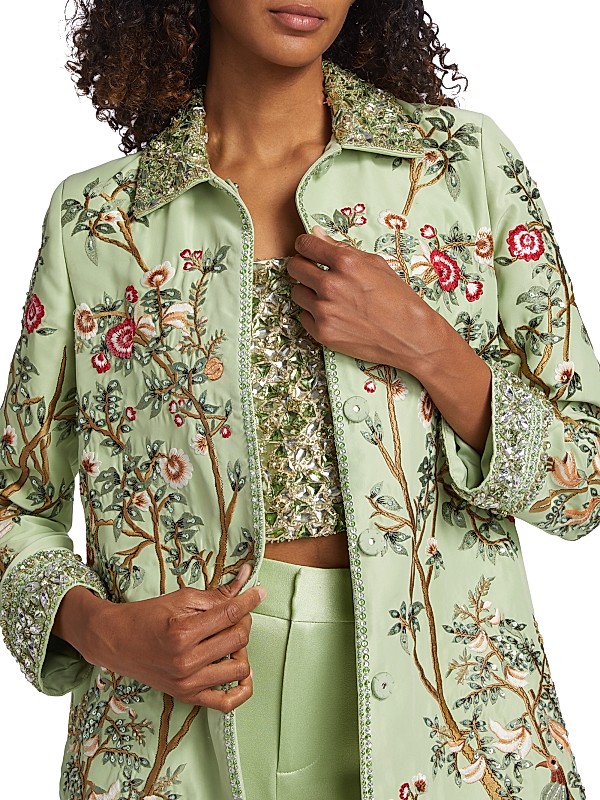Shop Alice + Olivia Liv Floral Embroidered A-Line Coat Shop Alice + Olivia Liv Floral Embroidered A-Line Coat