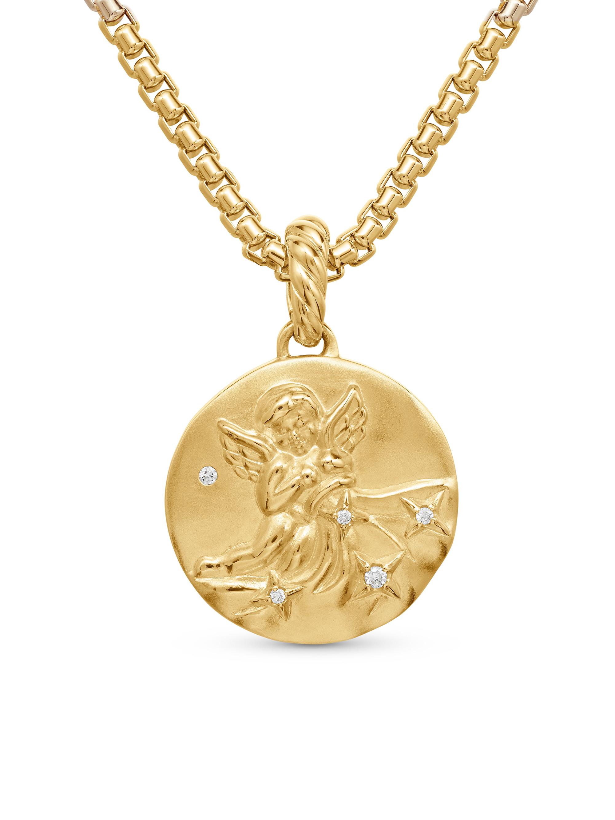 David Yurman Women's Zodiac Amulet in 18K Yellow Gold with Diamonds - Aquarius