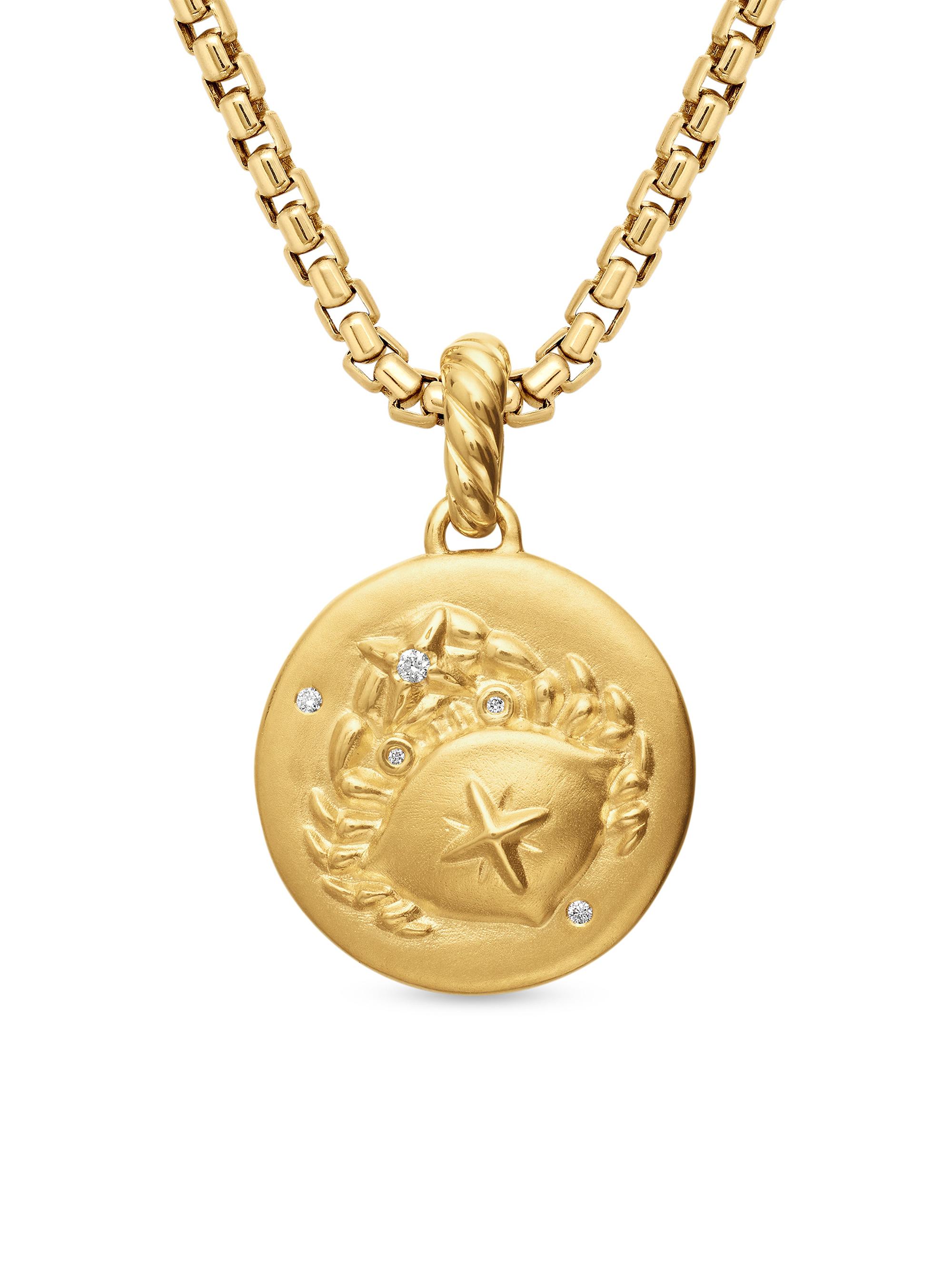 David Yurman Women's Zodiac Amulet in 18K Yellow Gold with Diamonds - Cancer