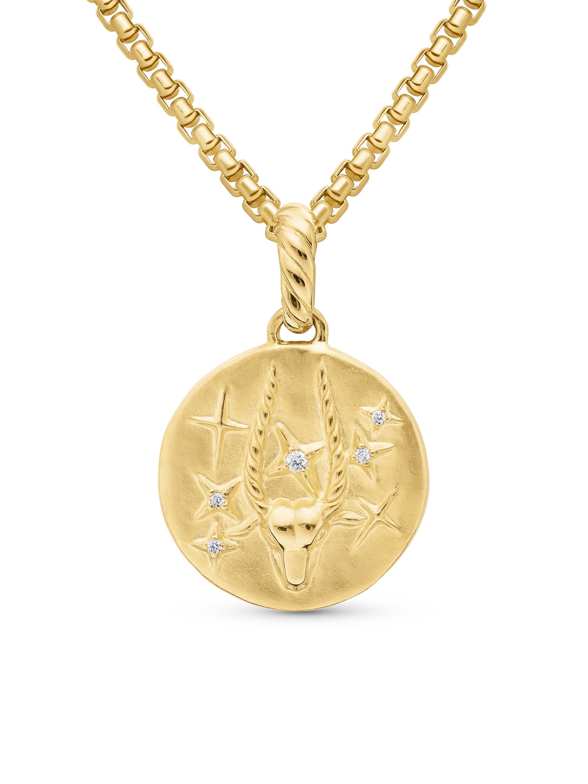 David Yurman Women's Zodiac Amulet in 18K Yellow Gold with Diamonds - Capricorn