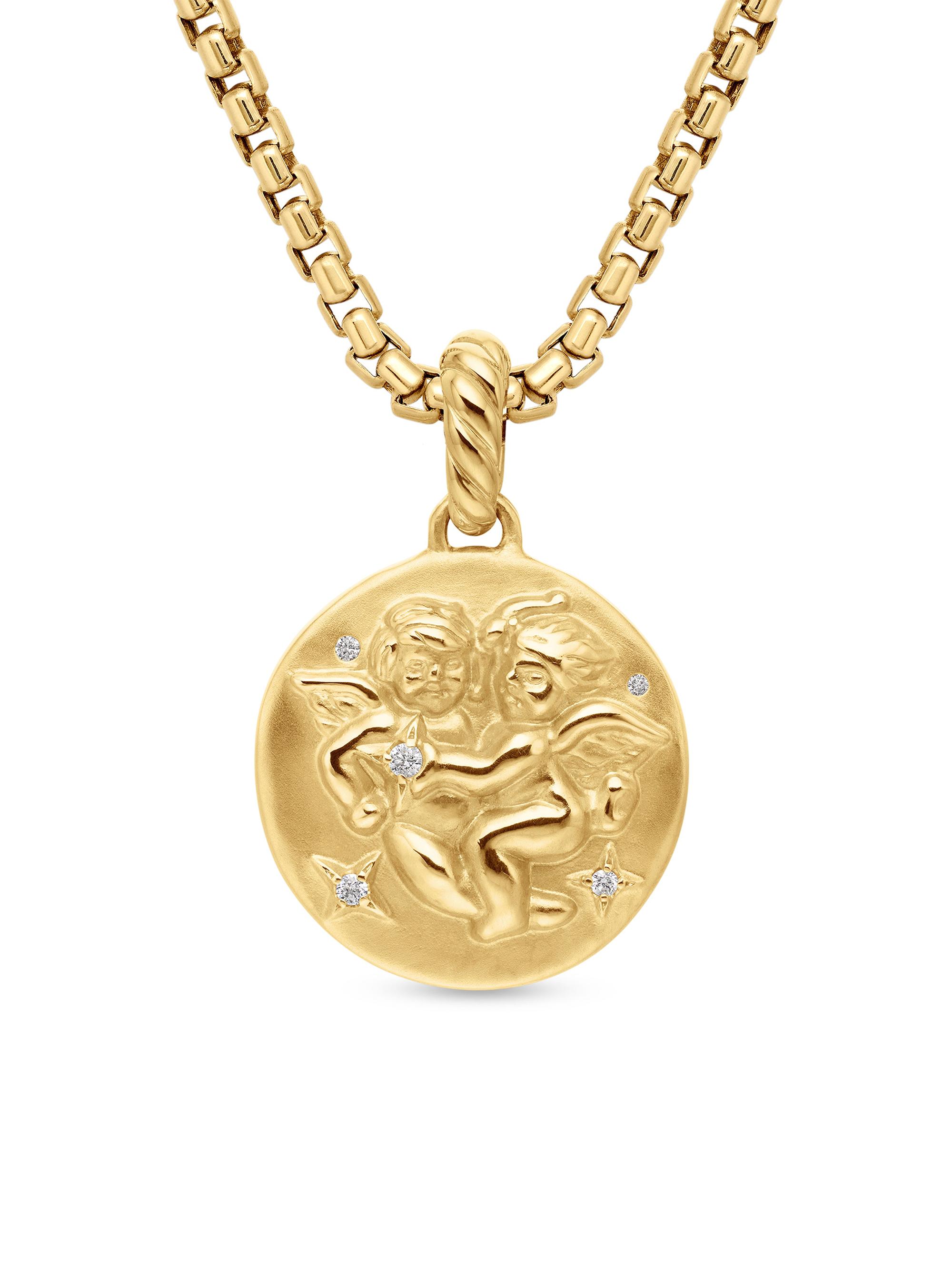 David Yurman Women's Zodiac Amulet in 18K Yellow Gold with Diamonds - Gemini