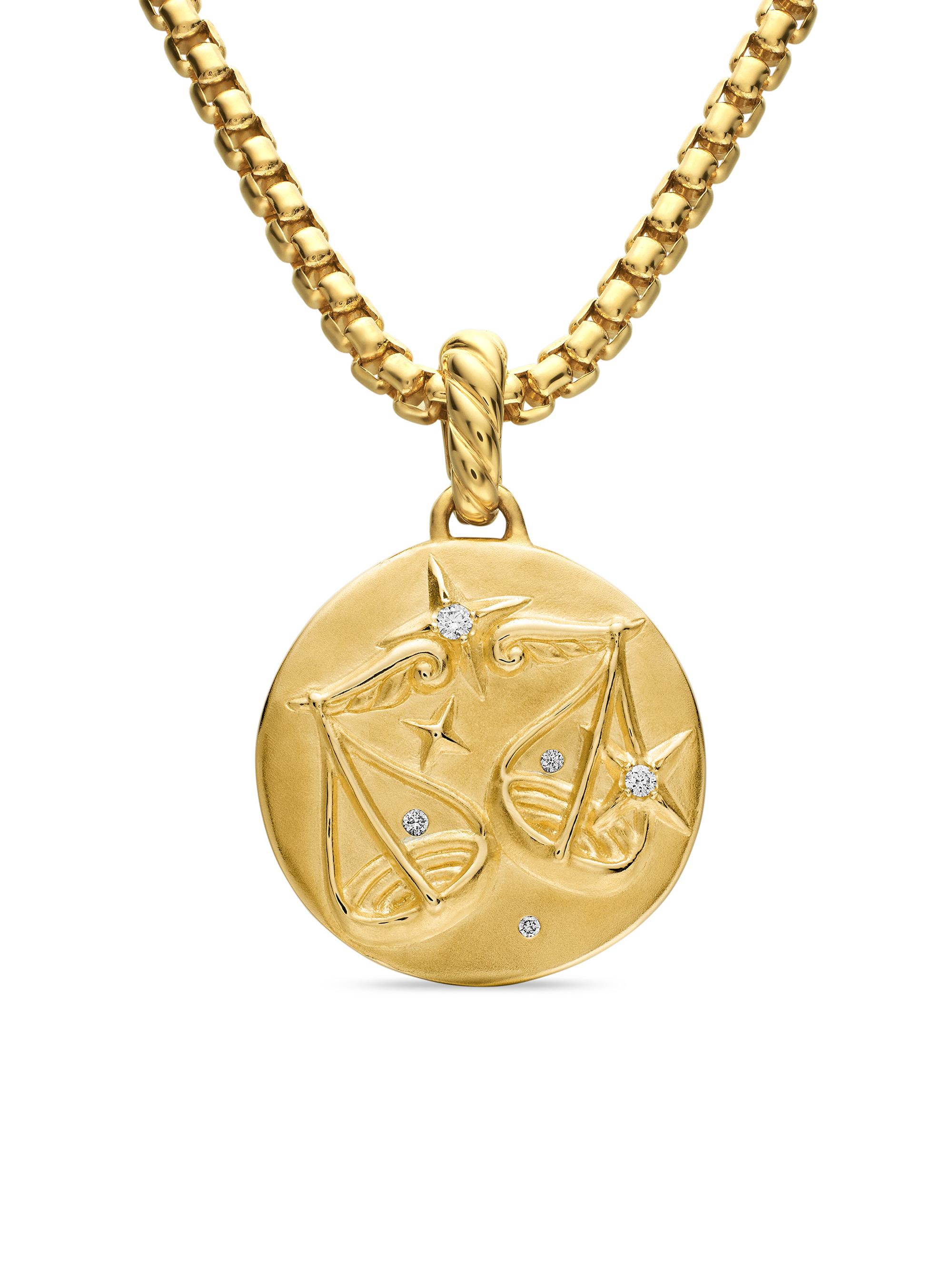 David Yurman Women's Zodiac Amulet in 18K Yellow Gold with Diamonds - Libra