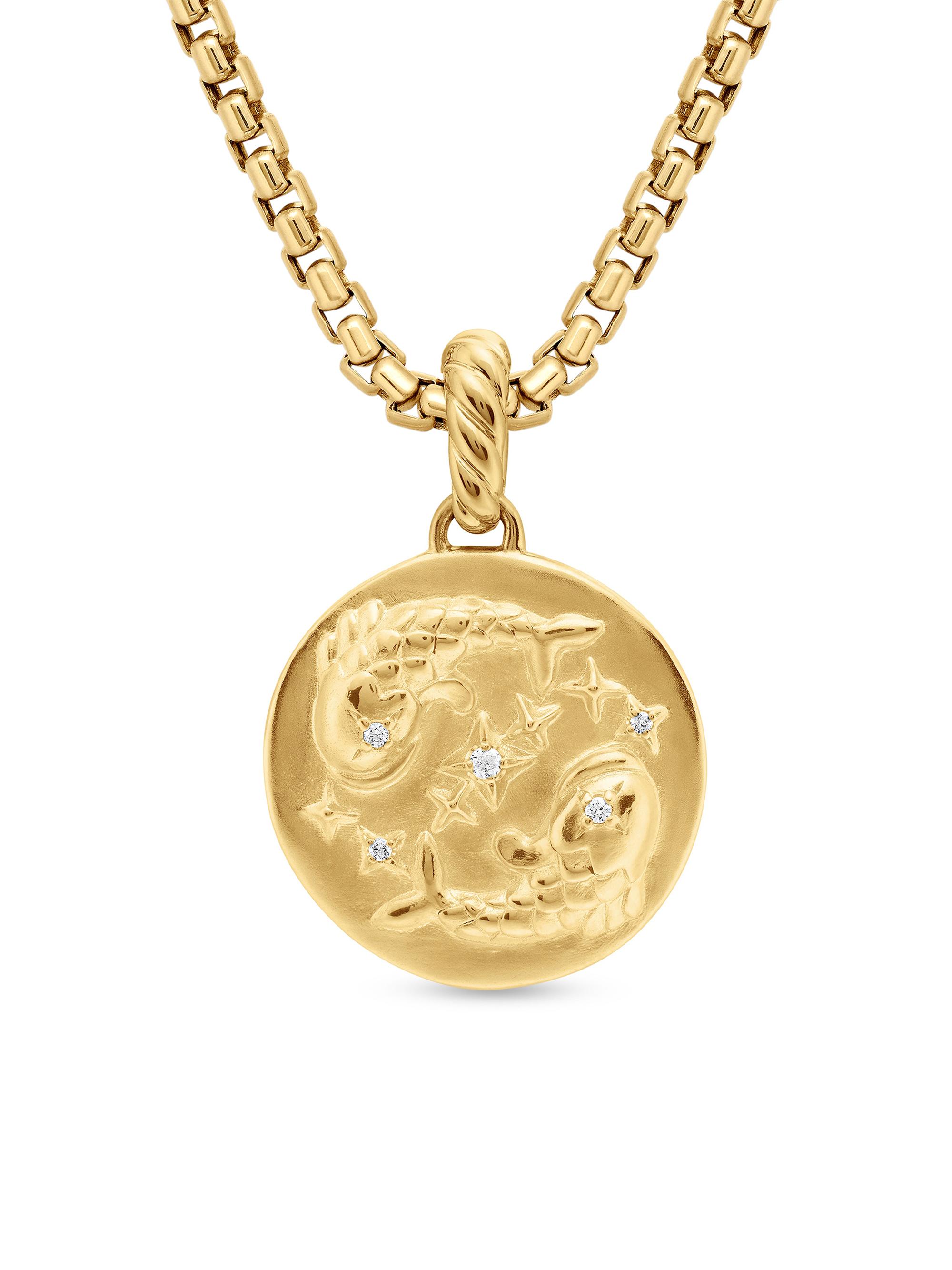 David Yurman Women's Zodiac Amulet in 18K Yellow Gold with Diamonds - Pisces
