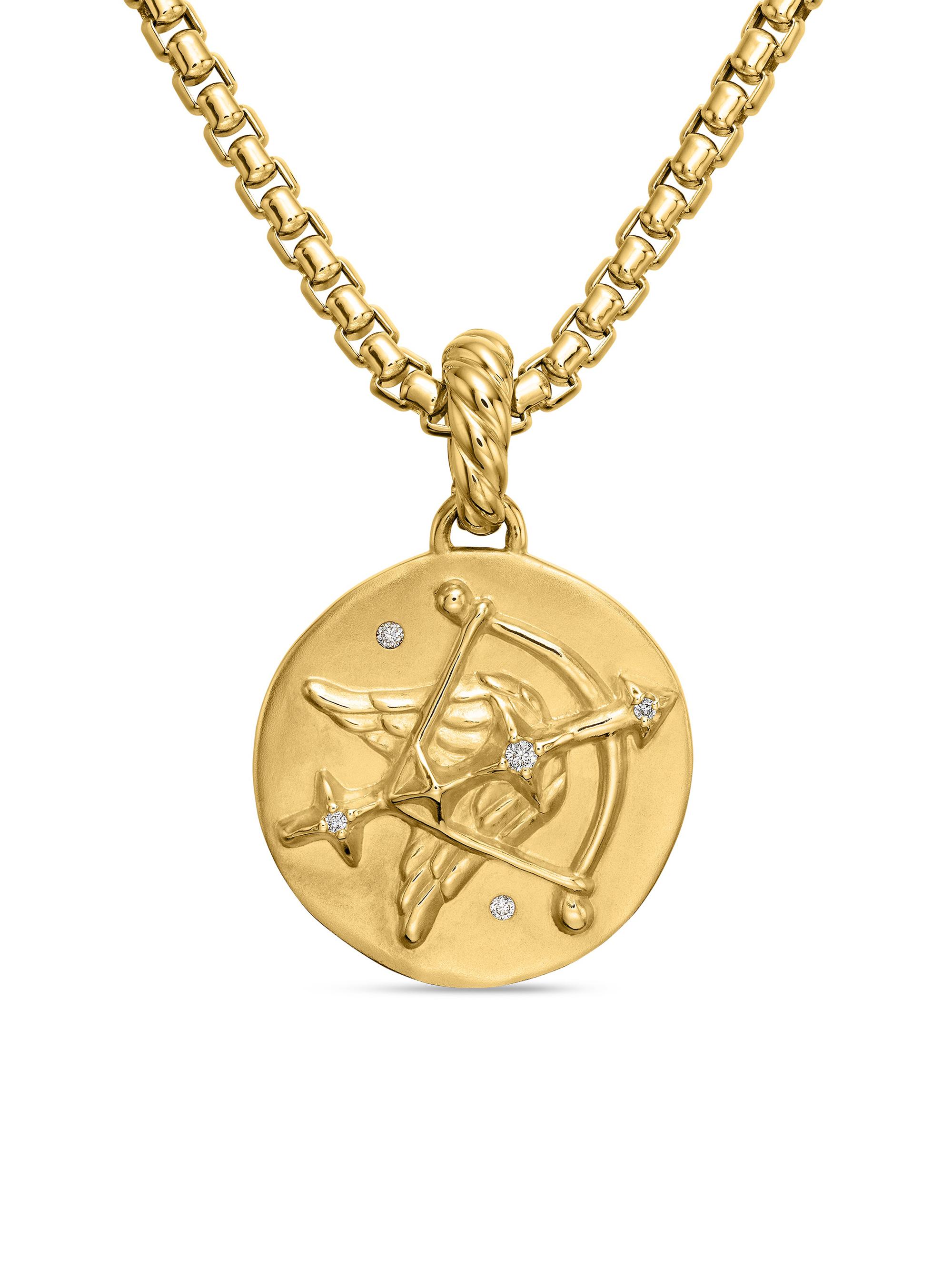 David Yurman Women's Zodiac Amulet in 18K Yellow Gold with Diamonds - Sagittarius