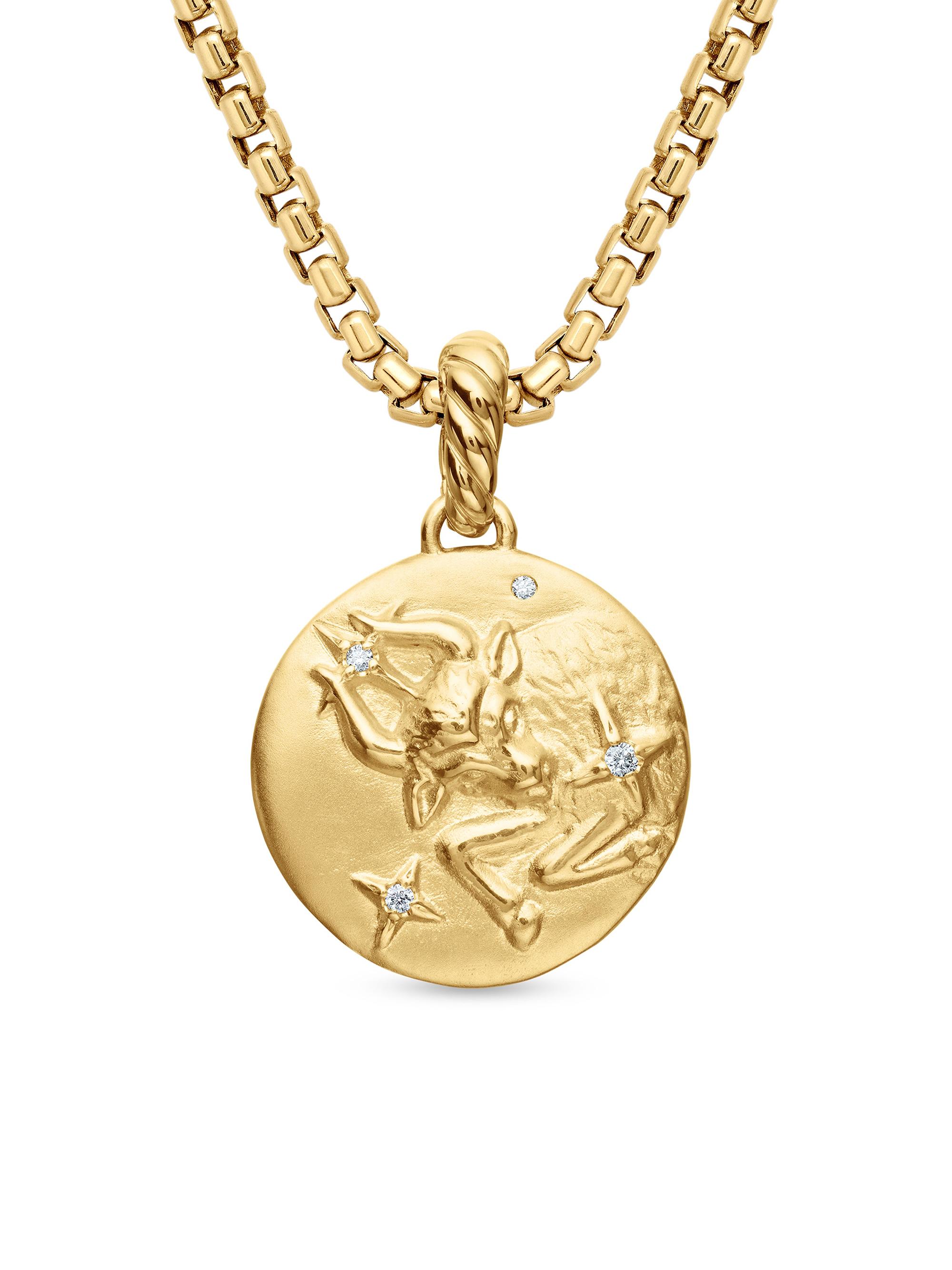 David Yurman Women's Zodiac Amulet in 18K Yellow Gold with Diamonds - Taurus