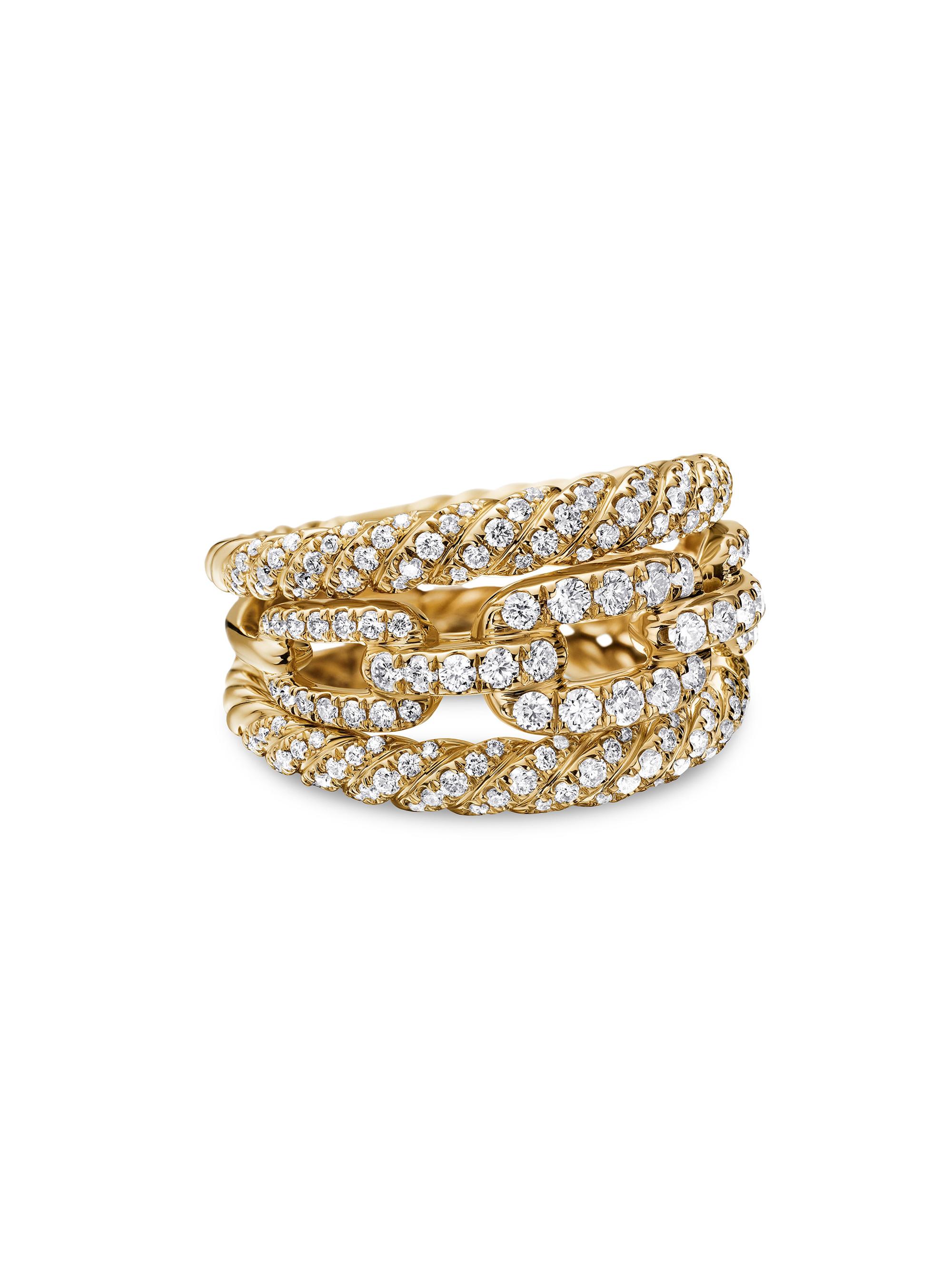 David Yurman Women's Stax Three Row Ring in 1K Yellow Gold