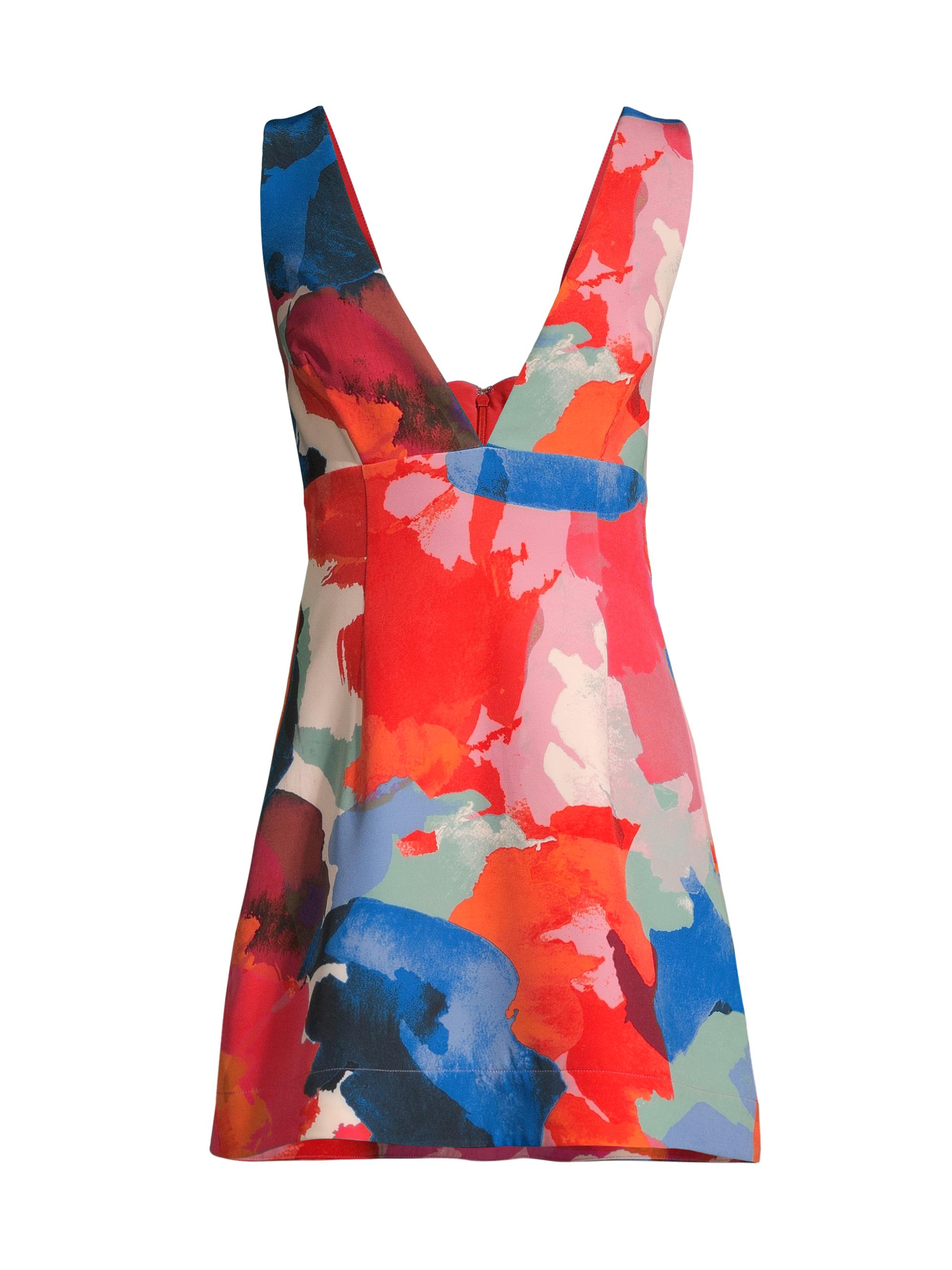 Laundry by Shelli Segal Women's Geo Block V-Neck Minidress - Fiery Red Combo