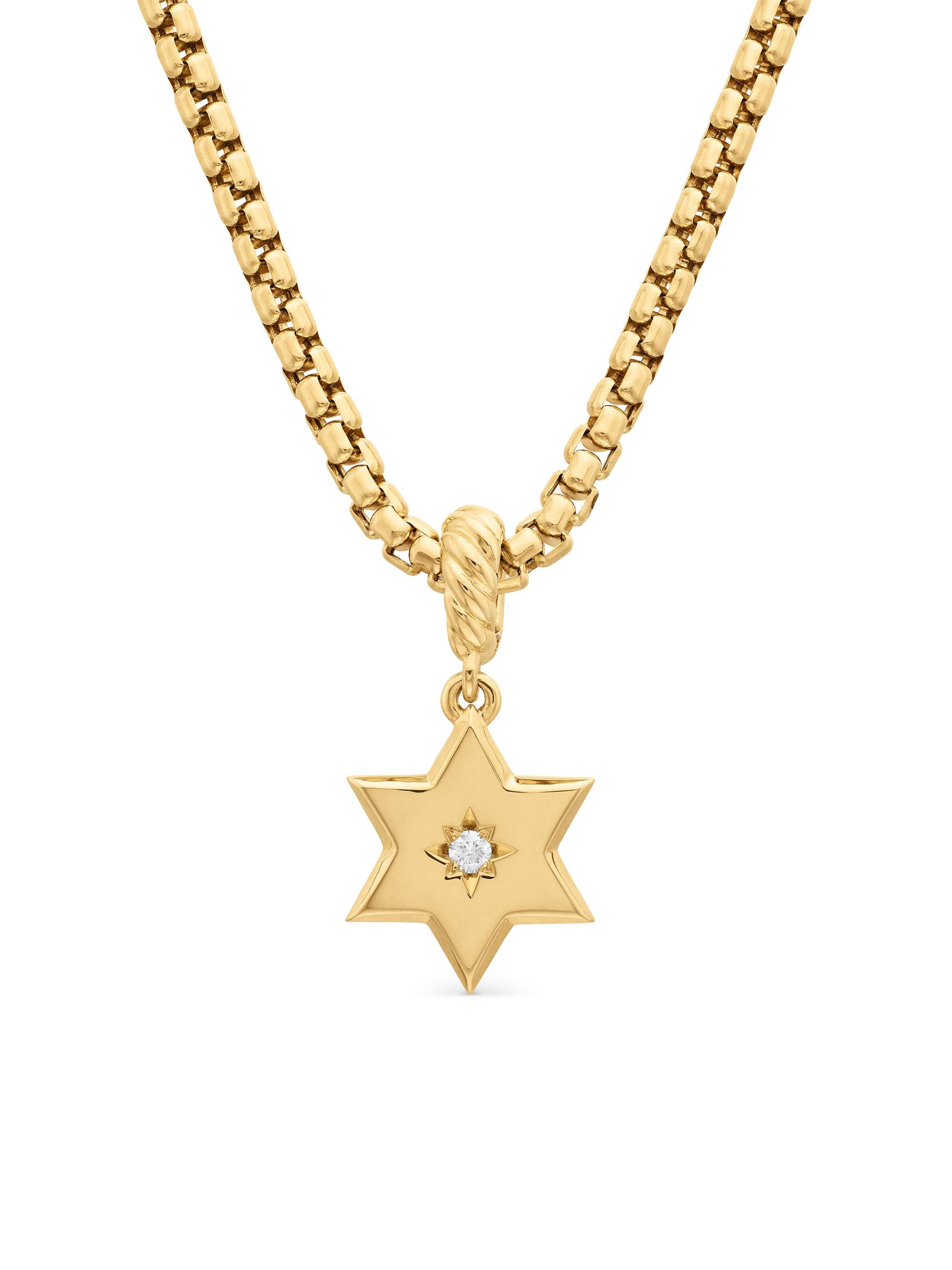 David Yurman Women's Star of David Amulet in 18K Yellow Gold with Center Diamond, 13.2mm - Diamond