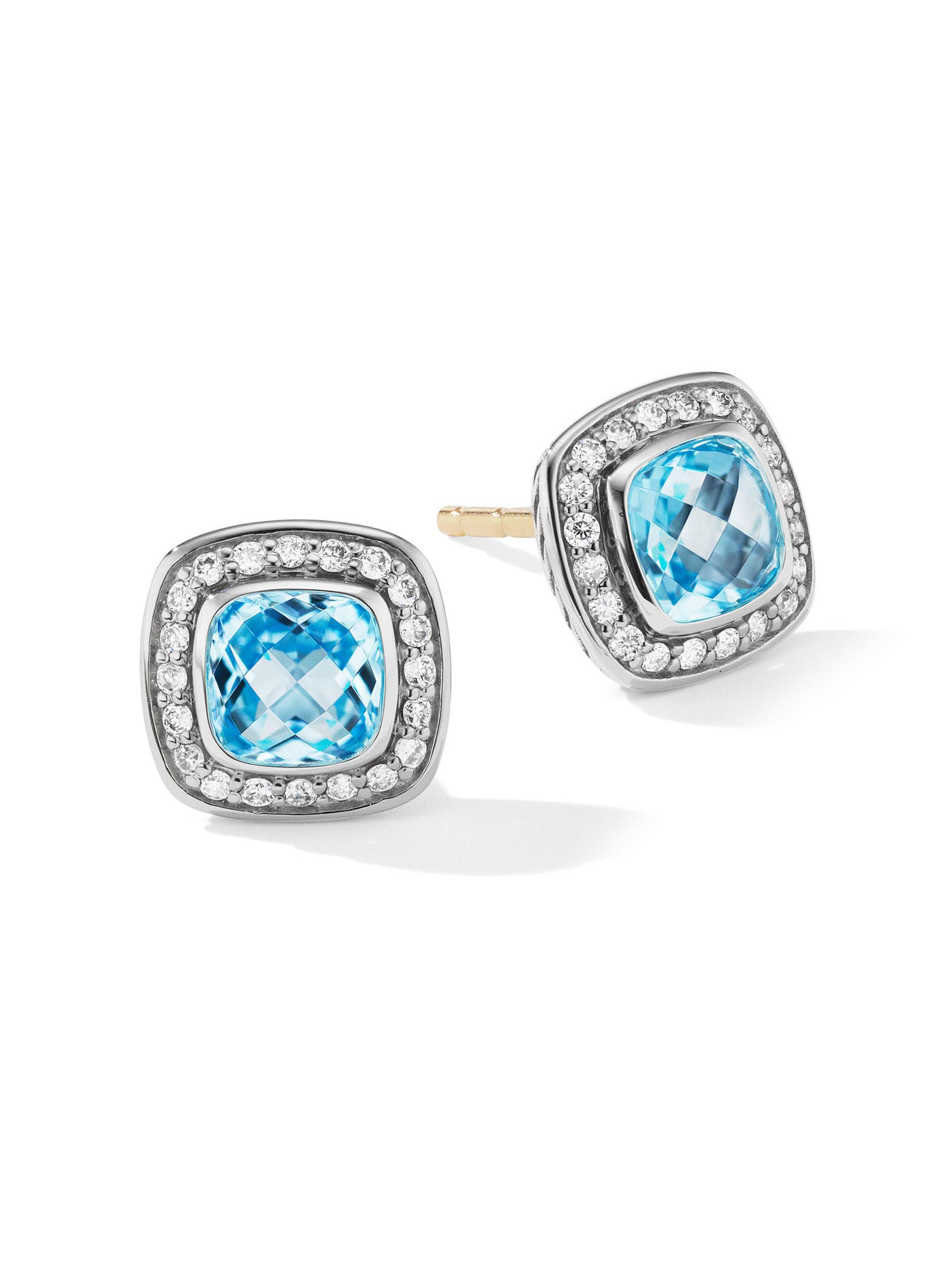 David Yurman Women's Petite Albion Stud Earrings in Sterling Silver - Blue Topaz