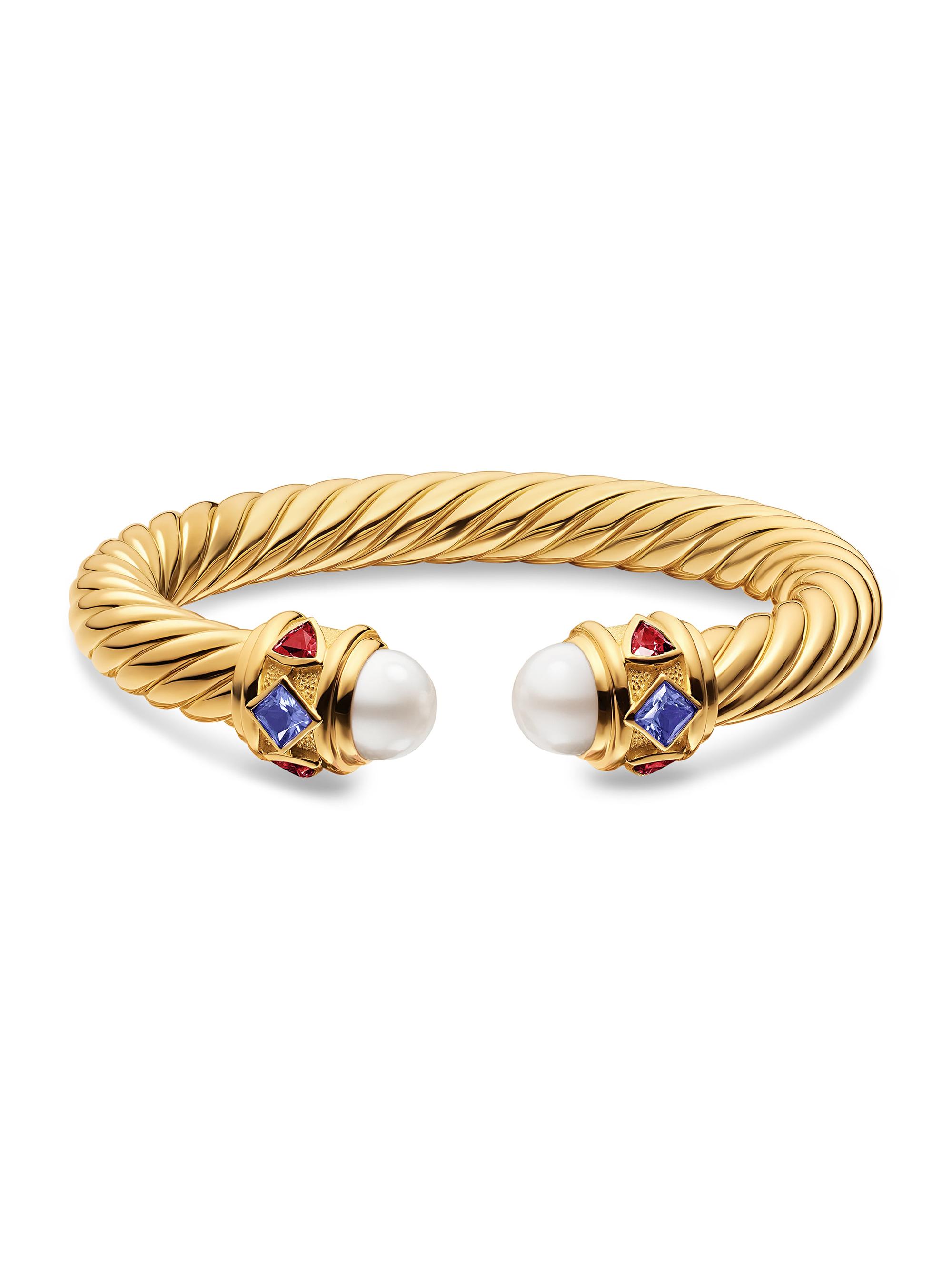 David Yurman Women's Renaissance Cablespira Bracelet in 18K Yellow Gold - Pearl