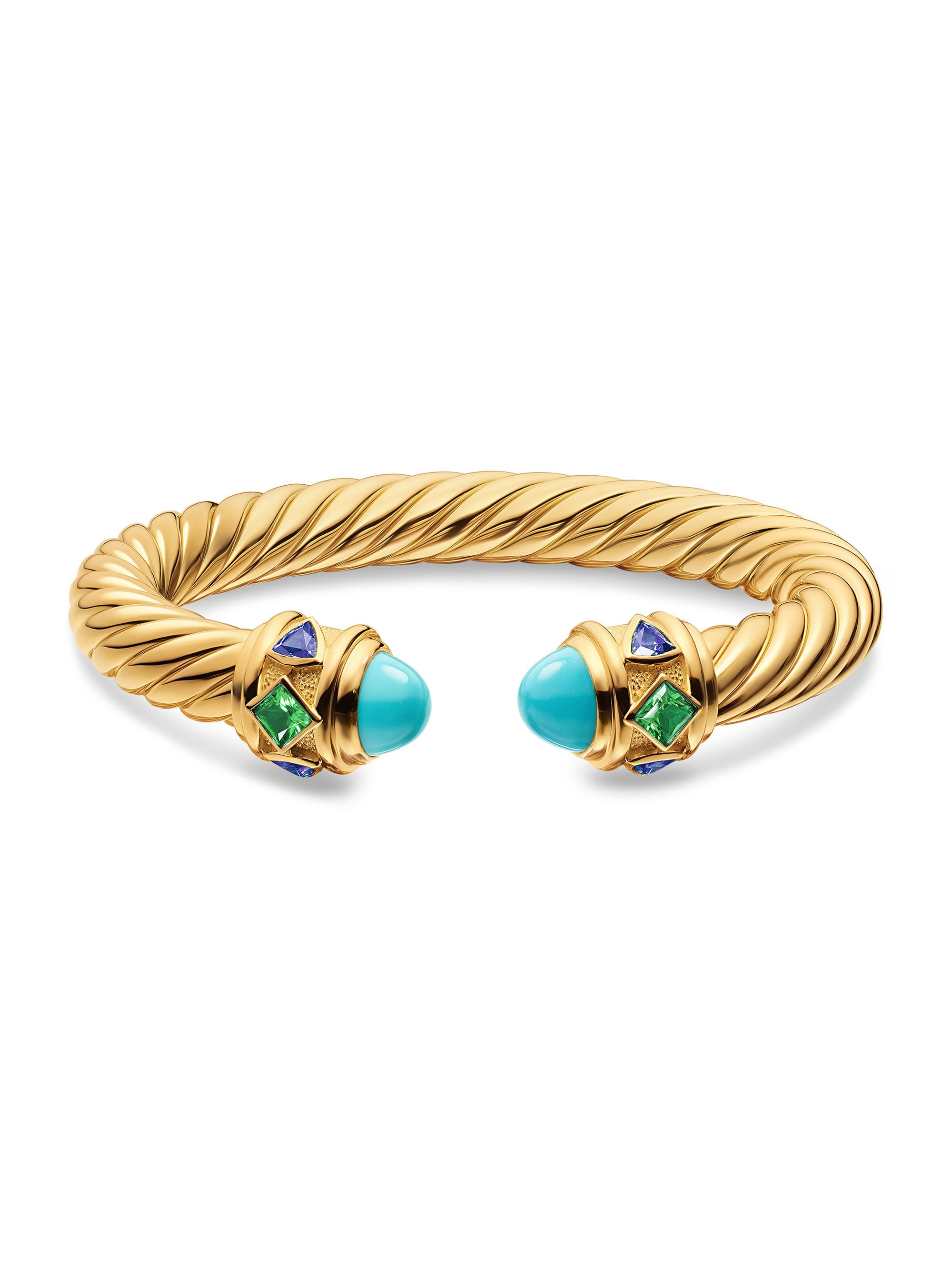 David Yurman Women's Renaissance Cablespira Bracelet in 18K Yellow Gold - Turquoise