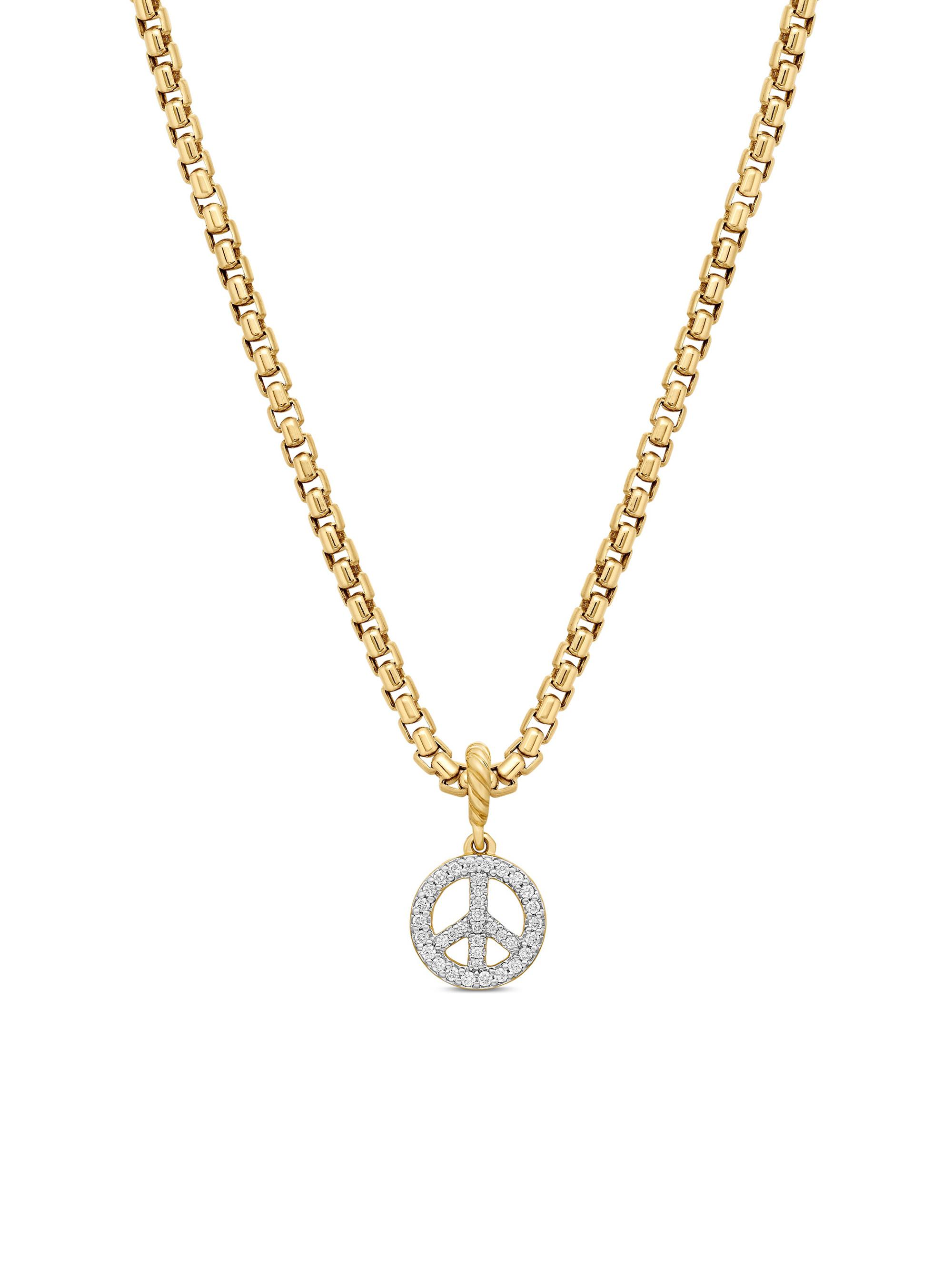 David Yurman Women's Peace Sign Amulet in 18K Yellow Gold with Diamonds, 19mm - Diamond