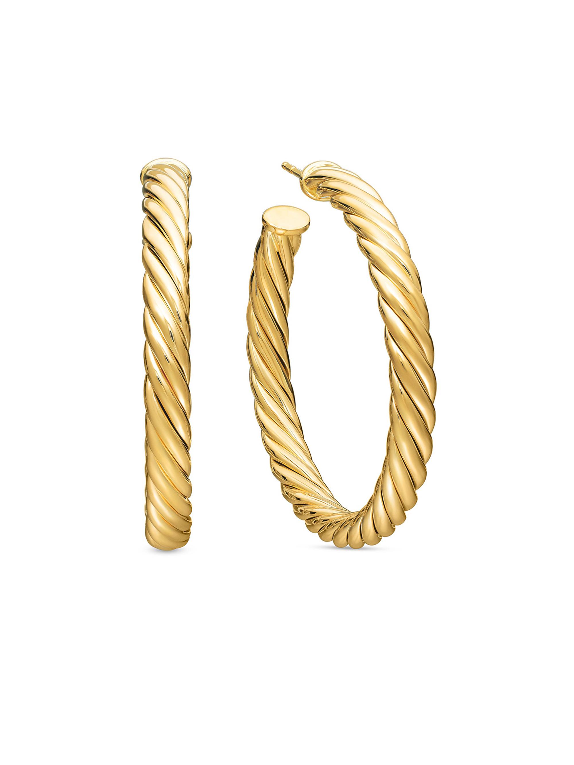 David Yurman Women's Sculpted Cable Hoop Earrings in 18K Yellow Gold - Gold