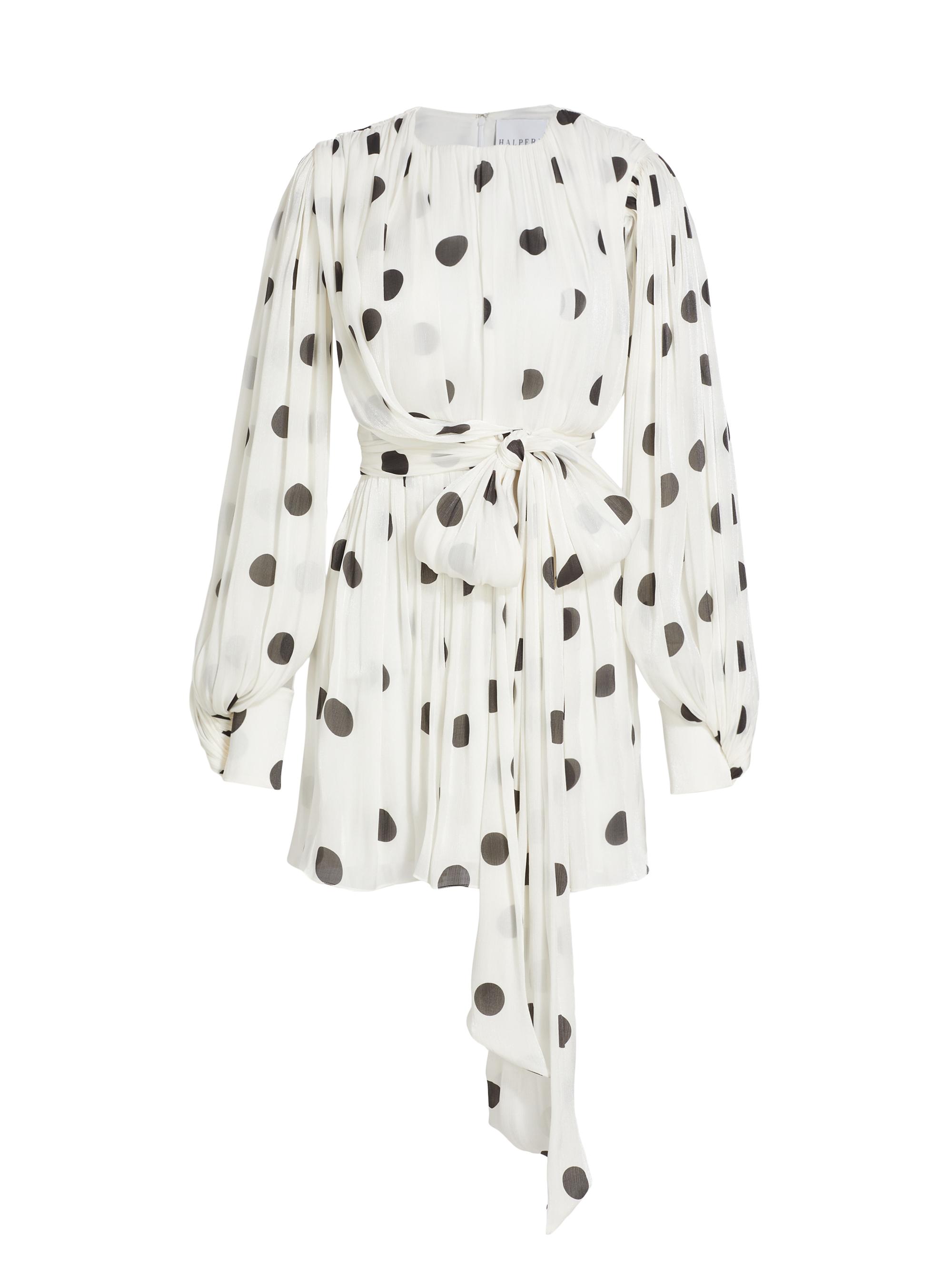 Halpern Women's Split-Sleeve & Polka-Dot Minidress - White Black