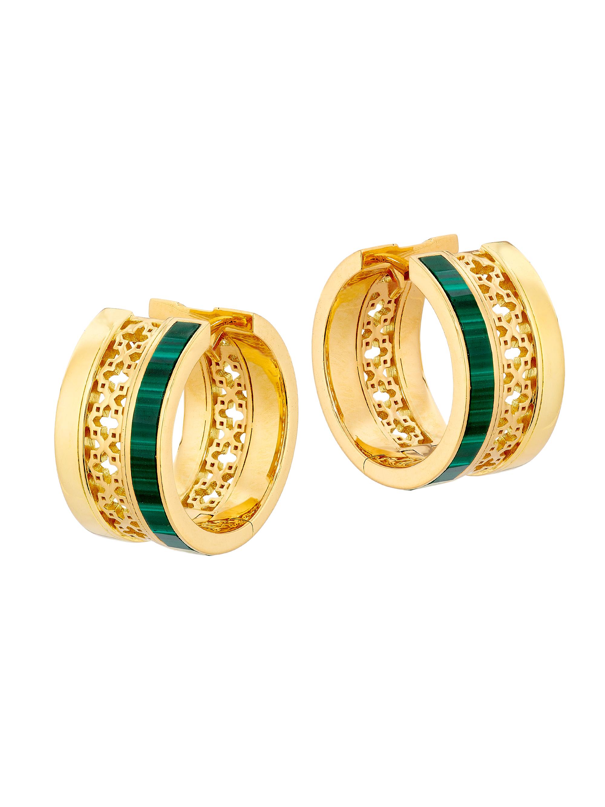 Birks Women's Dare To Dream 18K Yellow Gold & Malachite Huggie Hoops - Gold