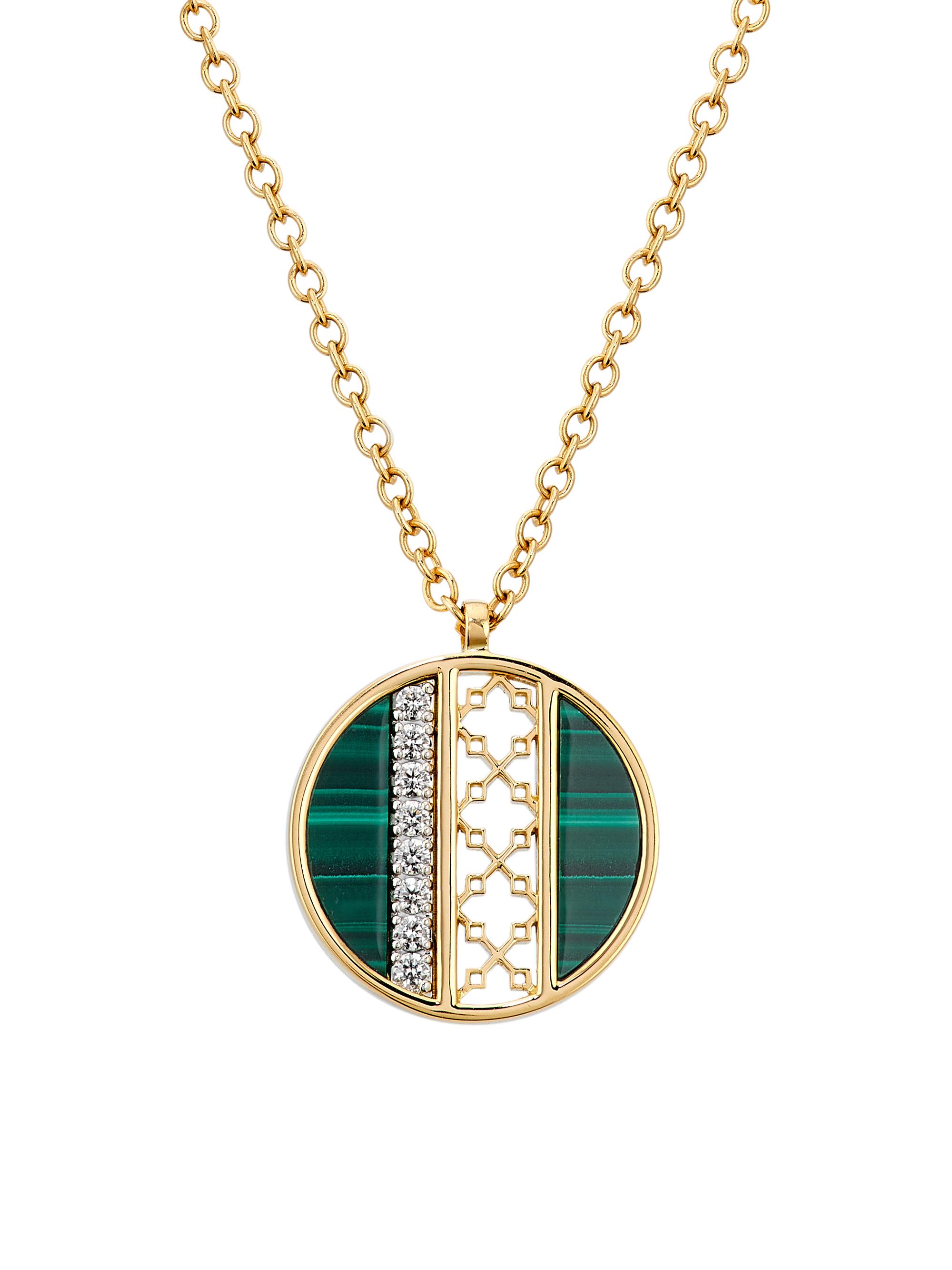 Birks Women's Dare To Dream 18K Yellow Gold, Malachite & 0.14 TCW Diamond Pendant Necklace - Gold