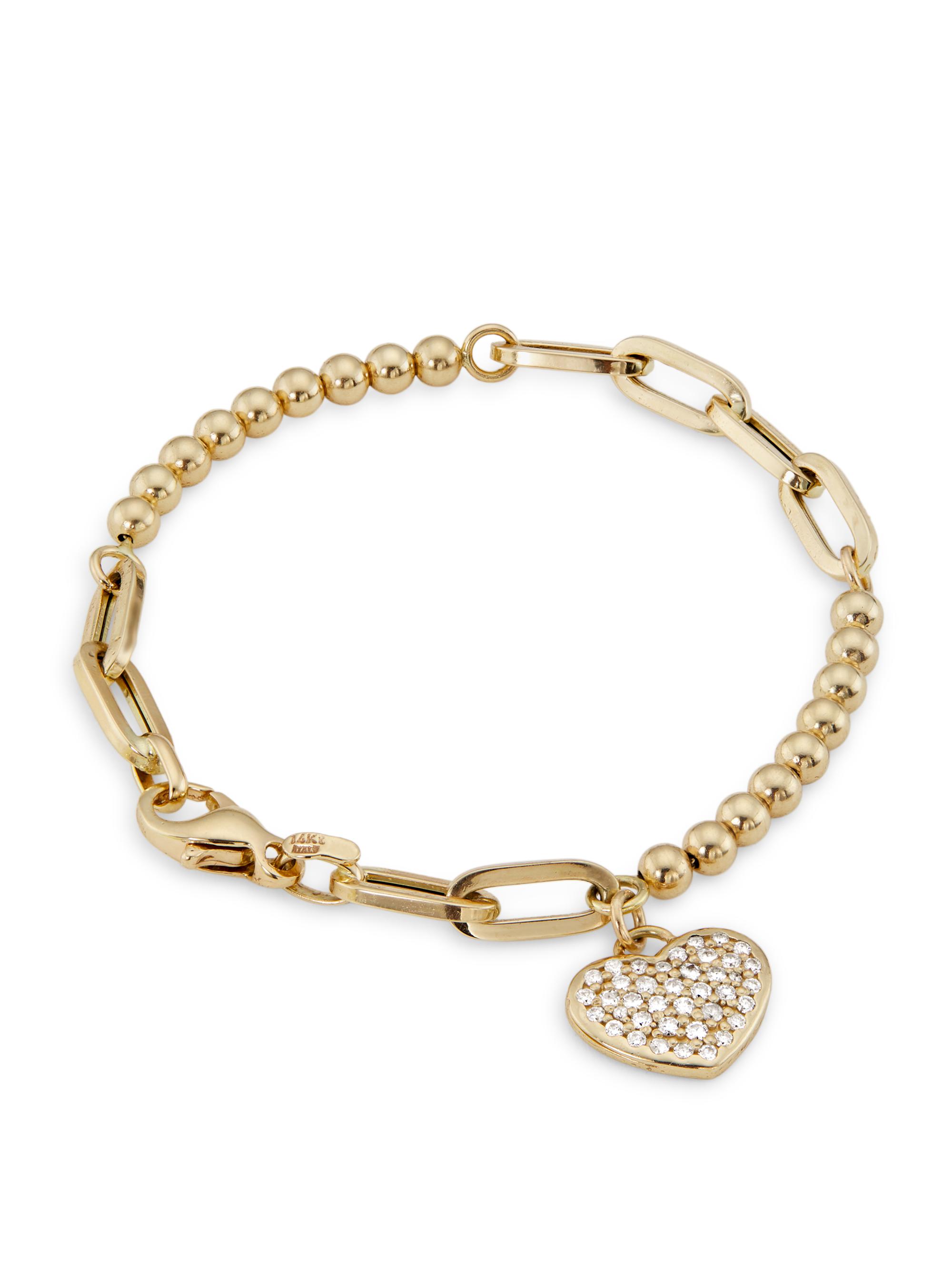 Saks Fifth Avenue Collection Women's 14K Yellow Gold & 0.5 TCW Diamond Heart Bracelet - Gold