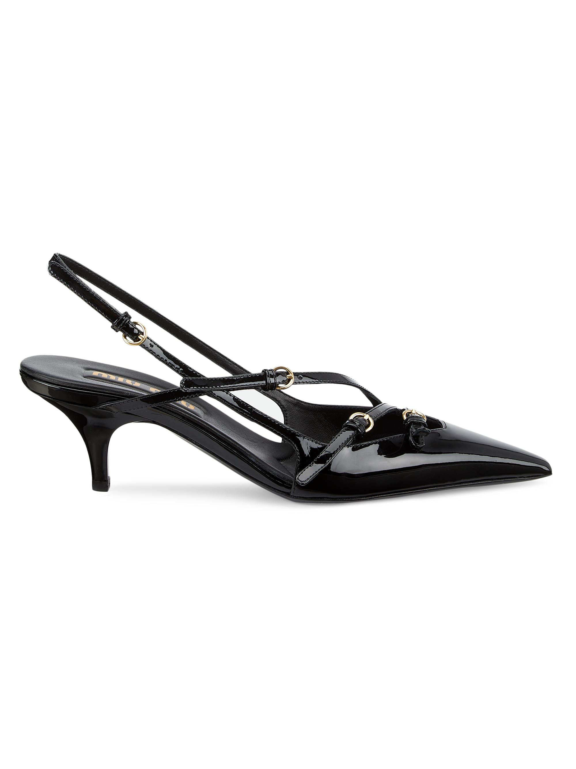 Miu Miu Women's 55MM Patent Leather Multi-Buckle Slingbacks - Avorio