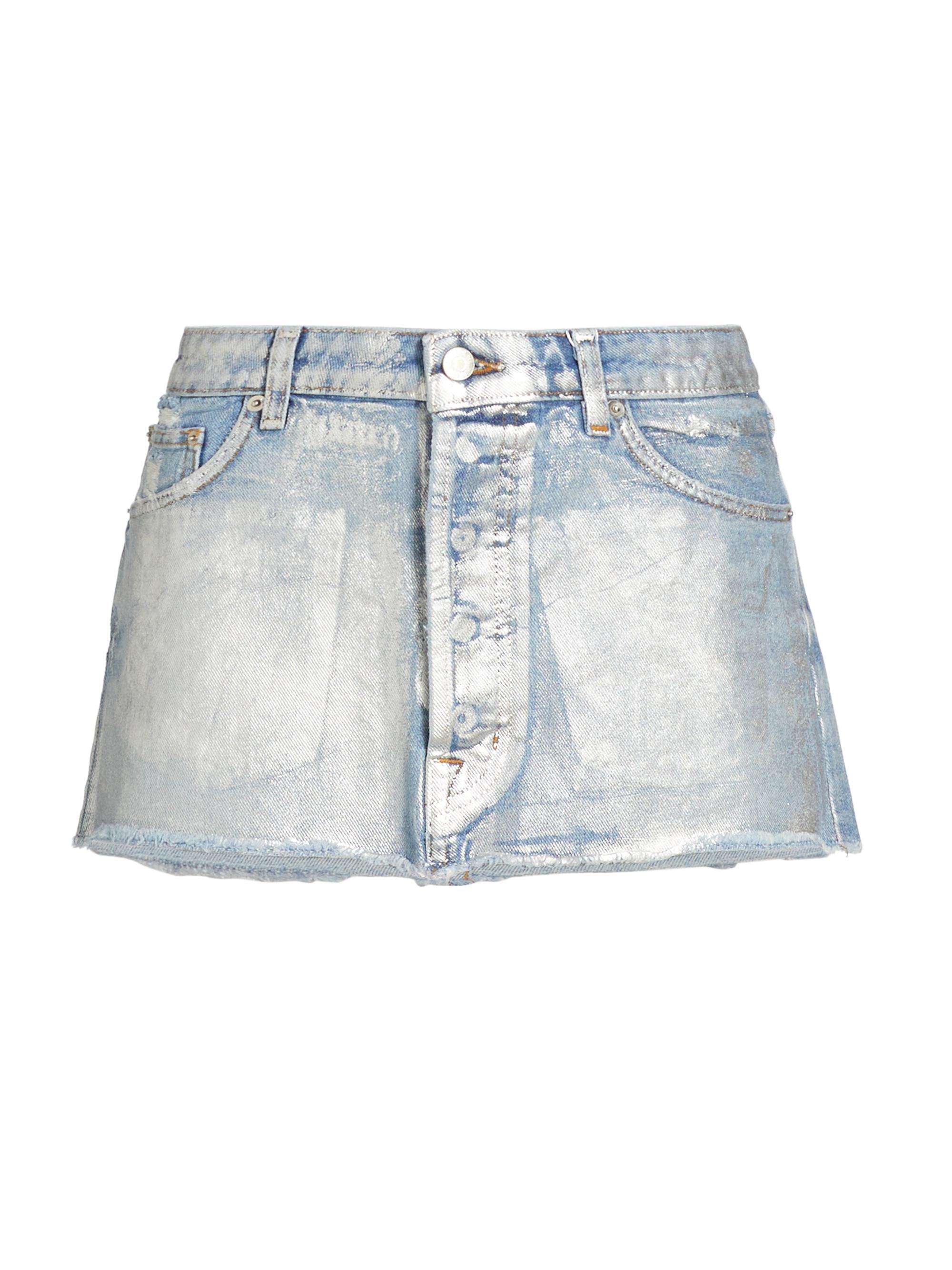 EB Denim Women's Coated Micro Denim Miniskirt - Silver