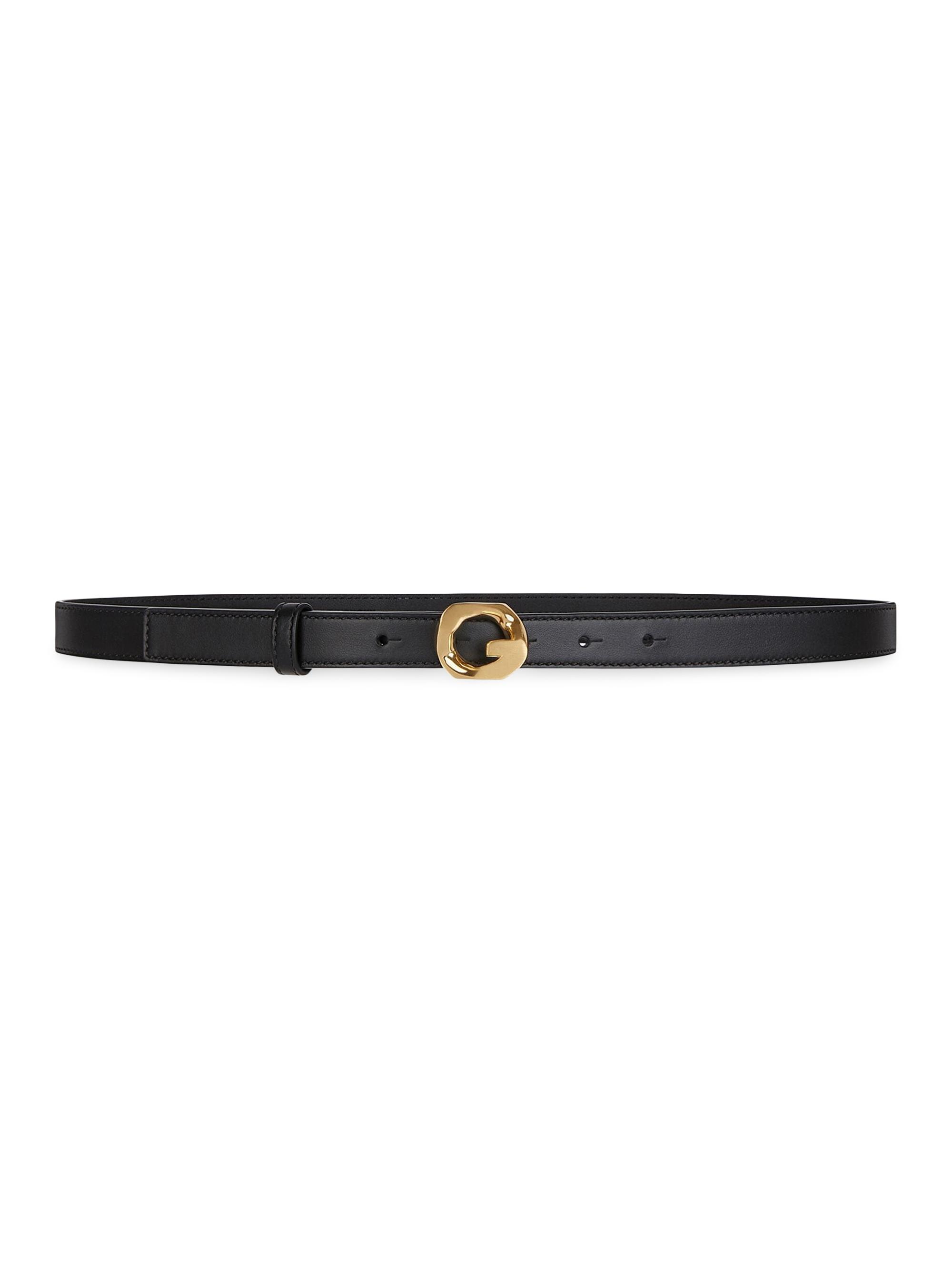 Givenchy Women's G Chain Buckle Thin Reversible Belt In Smooth Leather - Black