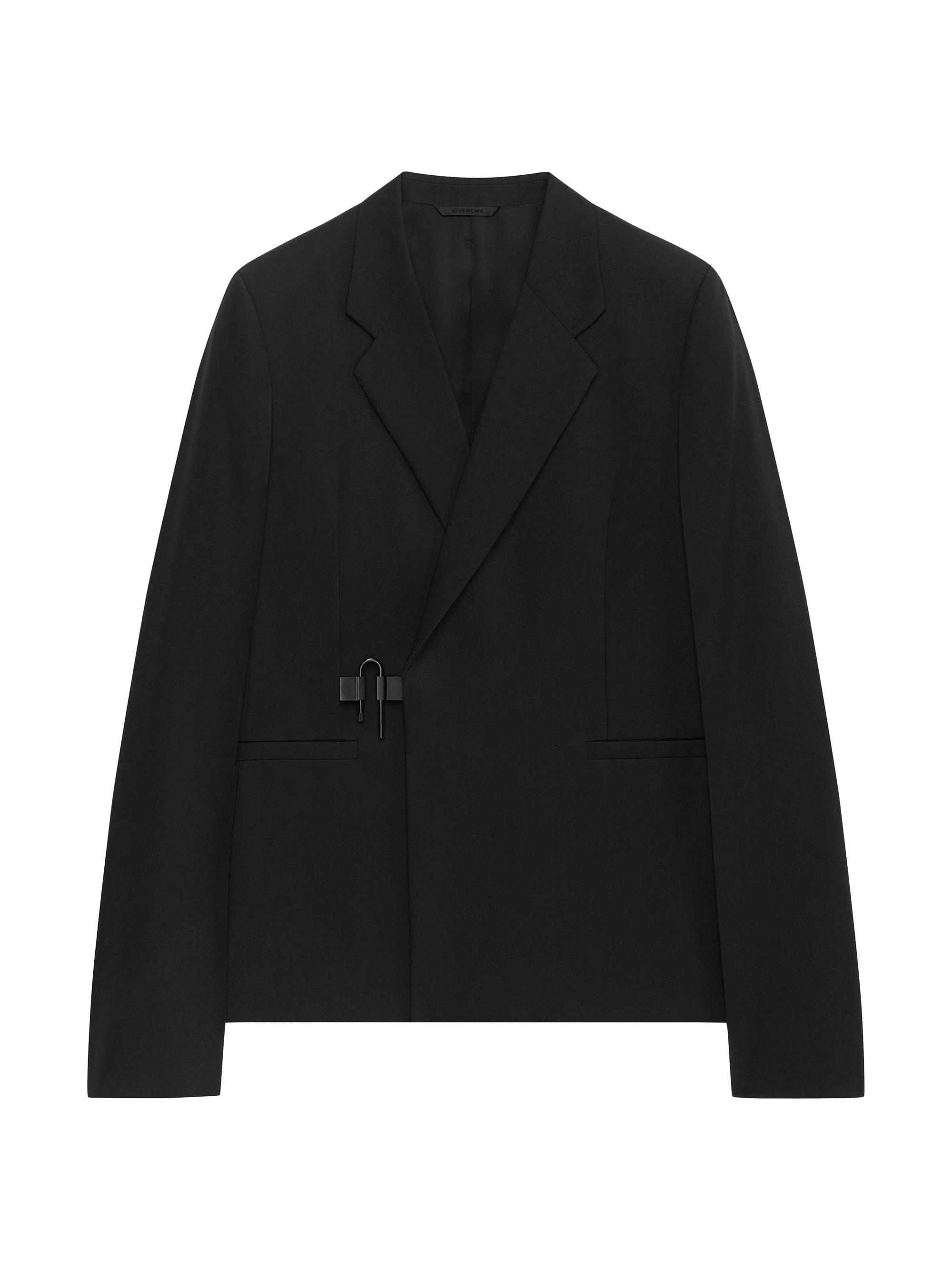 Givenchy Men's Slim Fit Blazer In Wool With U-Lock Buckle - Black