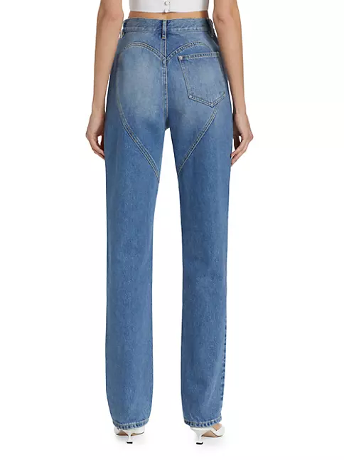 Shop Area Distressed Crystal-Embellished Jeans | Saks Fifth Avenue