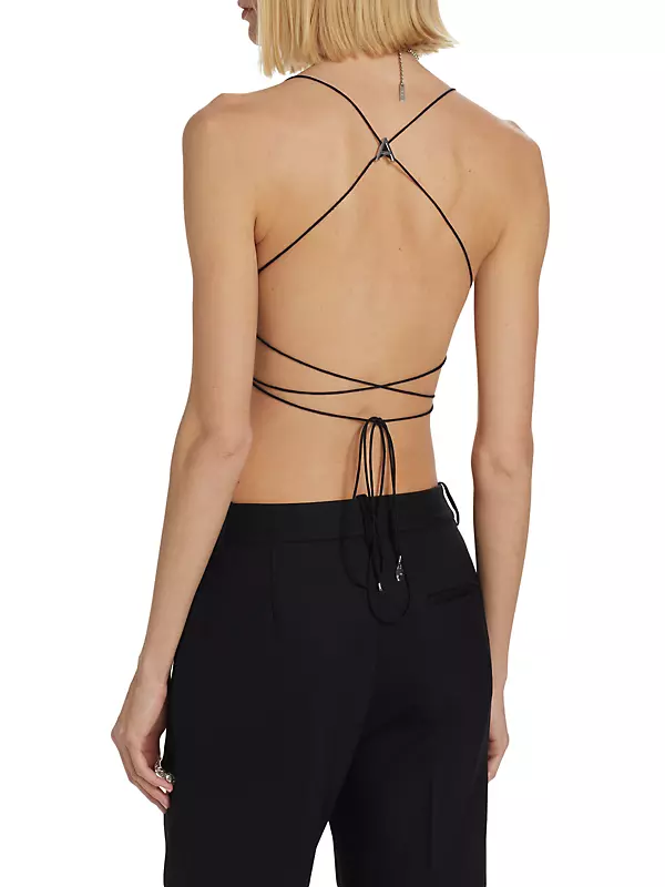 Shop Area Cropped Crystal Butterfly Top | Saks Fifth Avenue