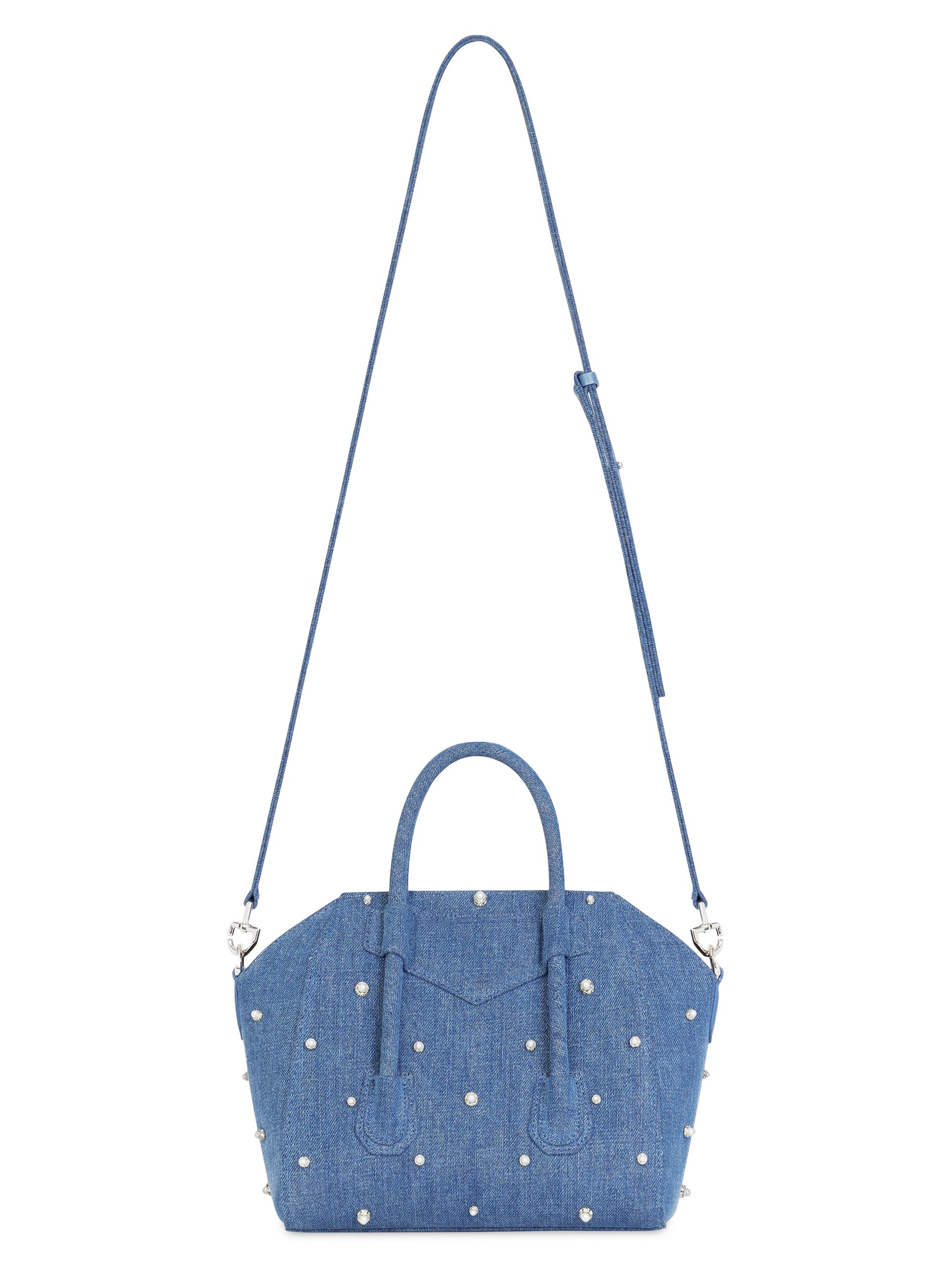 Givenchy Mini Antigona Lock Bag in Denim with Pearls | Saks Fifth