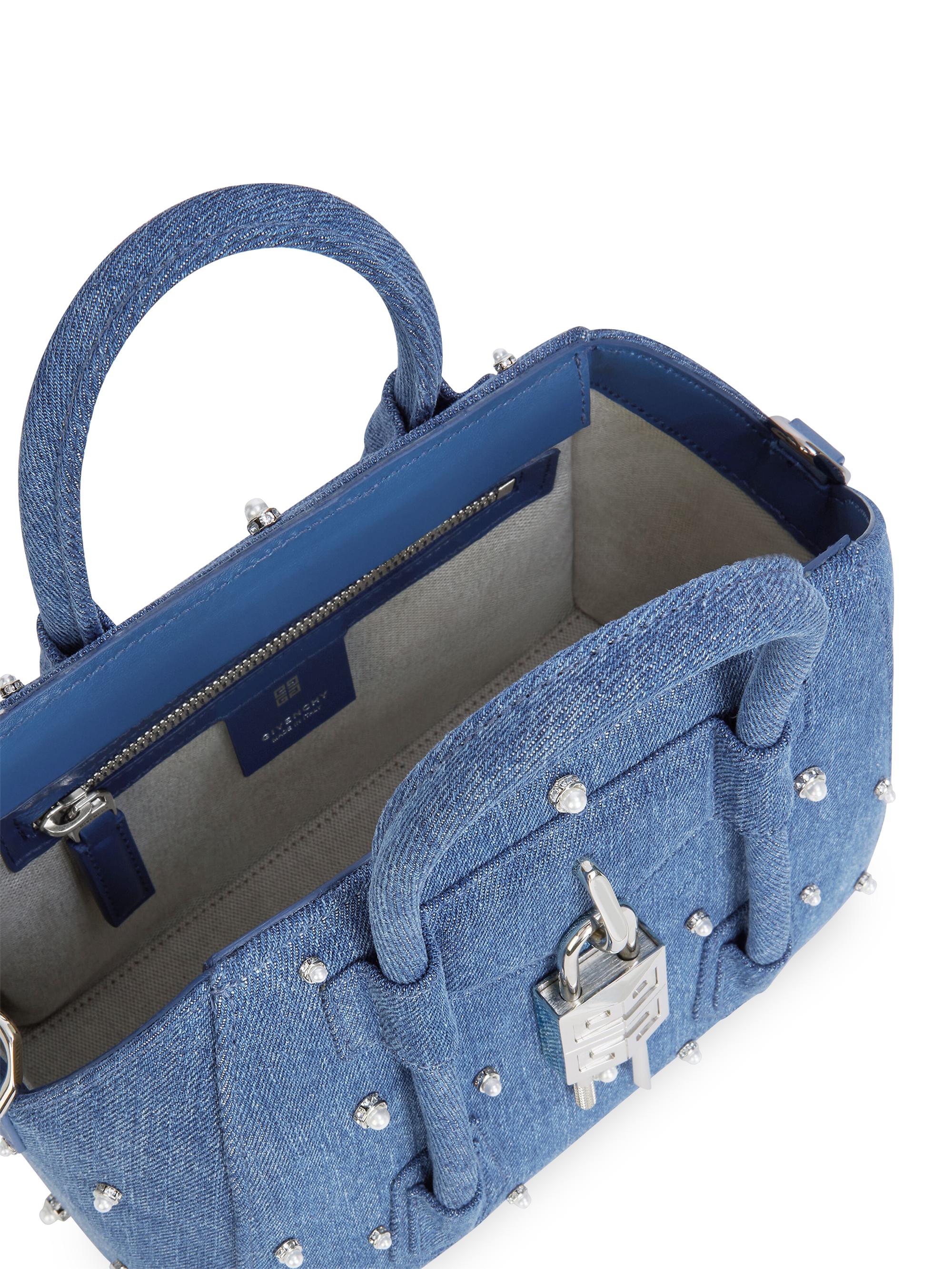 Givenchy Mini Antigona Lock Bag in Denim with Pearls | Saks Fifth