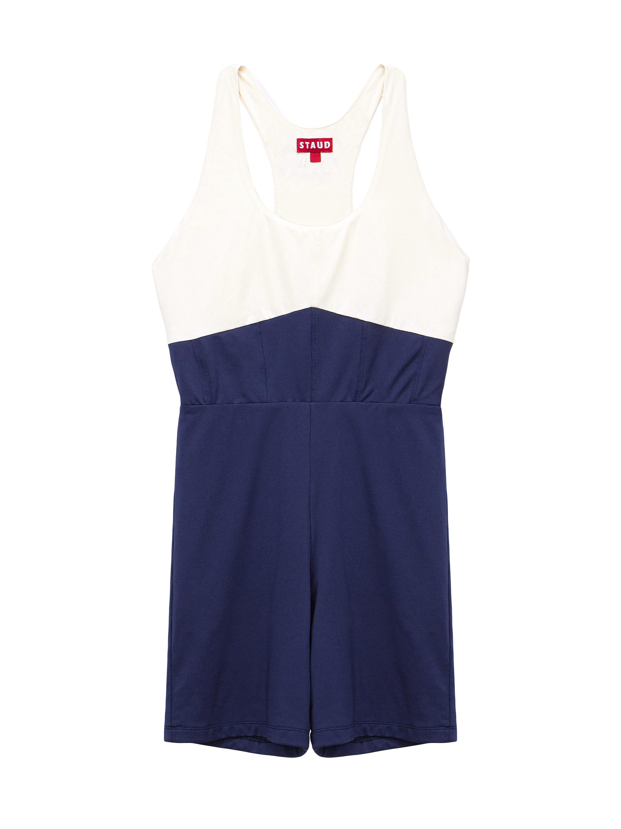 Staud Women's STAUD COURT Bounce Two-Tone Short Unitard - Navy