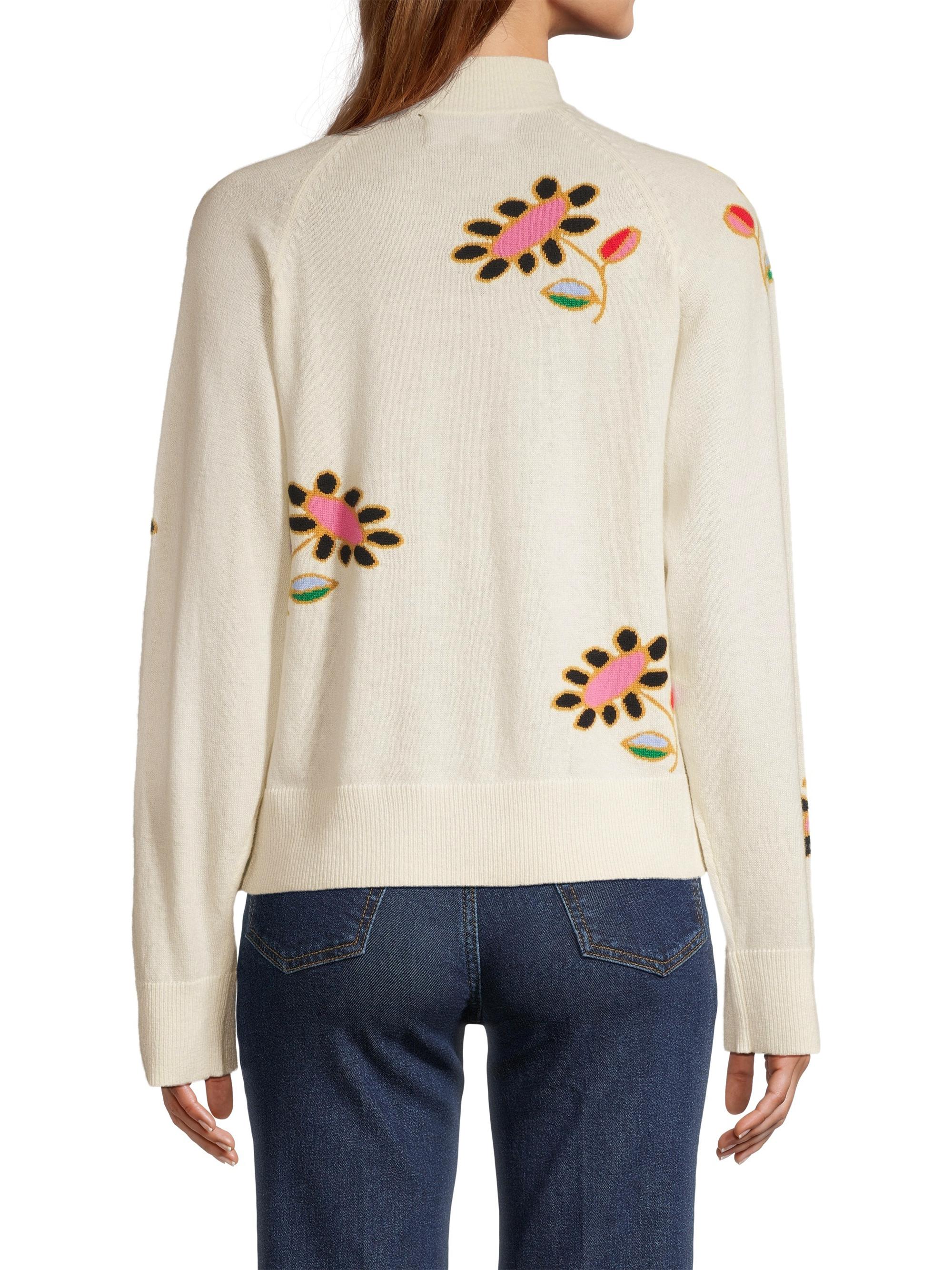 Cynthia Rowley Floral Intarsia Cashmere Sweater | Saks Fifth Avenue