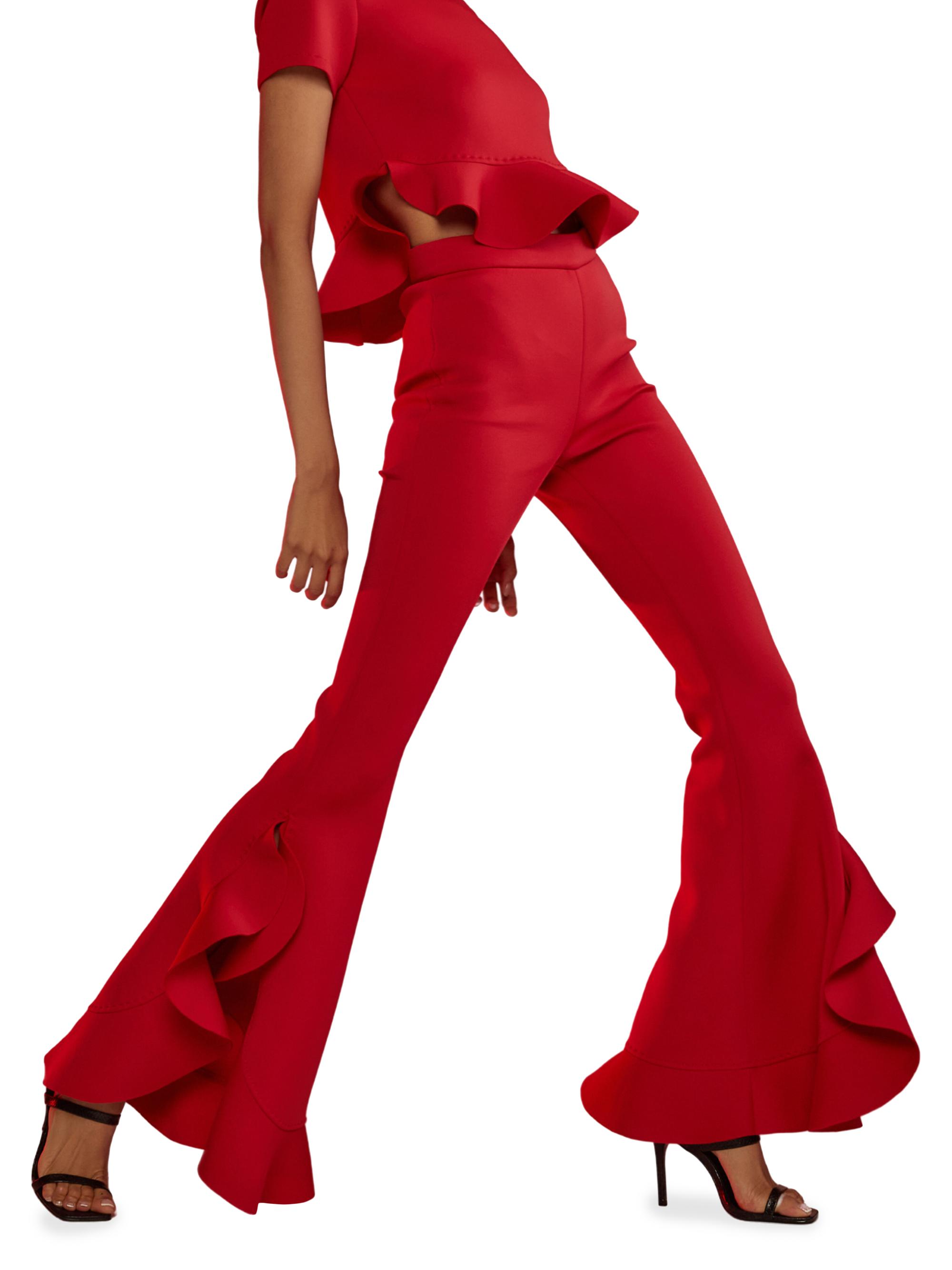 Shop Cynthia Rowley Bonded Satin Flouse Flare Pant | Saks Fifth Avenue