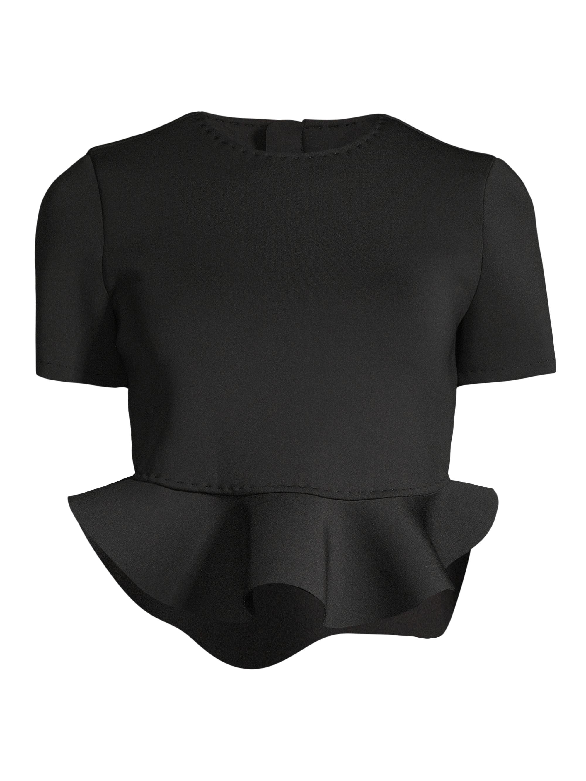 Cynthia Rowley Women's Bonded Peplum Crop Top - Black