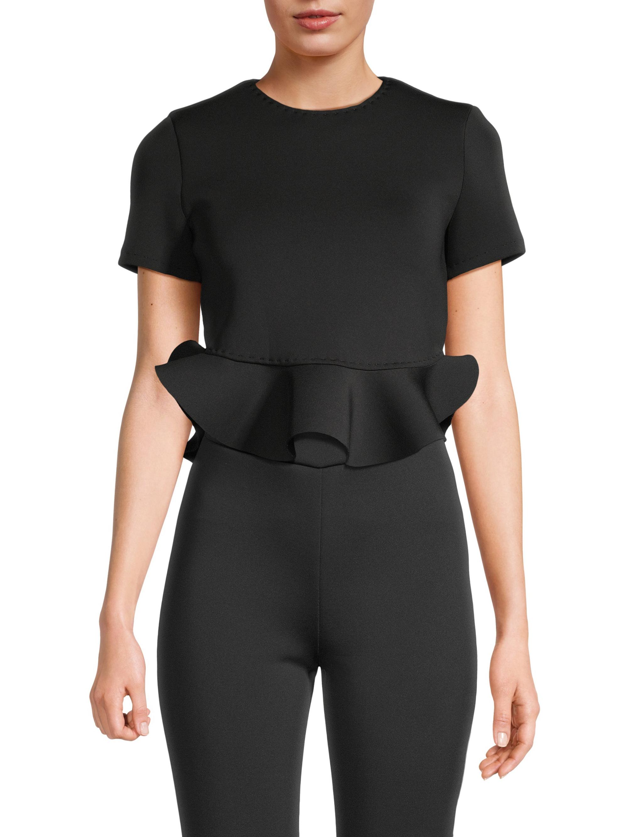 Cynthia Rowley Bonded Peplum Crop Top | Saks Fifth Avenue