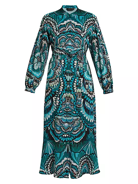 Shop Marina Rinaldi, Plus Size Delfi Abstract-Print Twill Midi-Dress ...