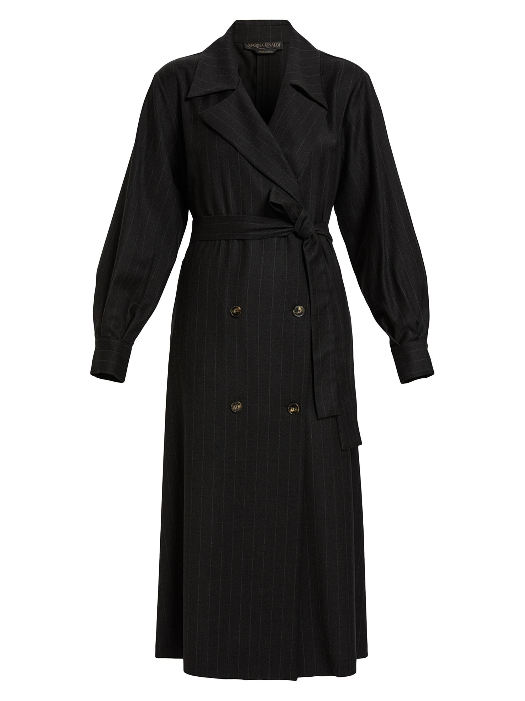 Marina Rinaldi Women's Detroit Pinstripe Virgin Wool-Blend Belted Coat - Dark Grey