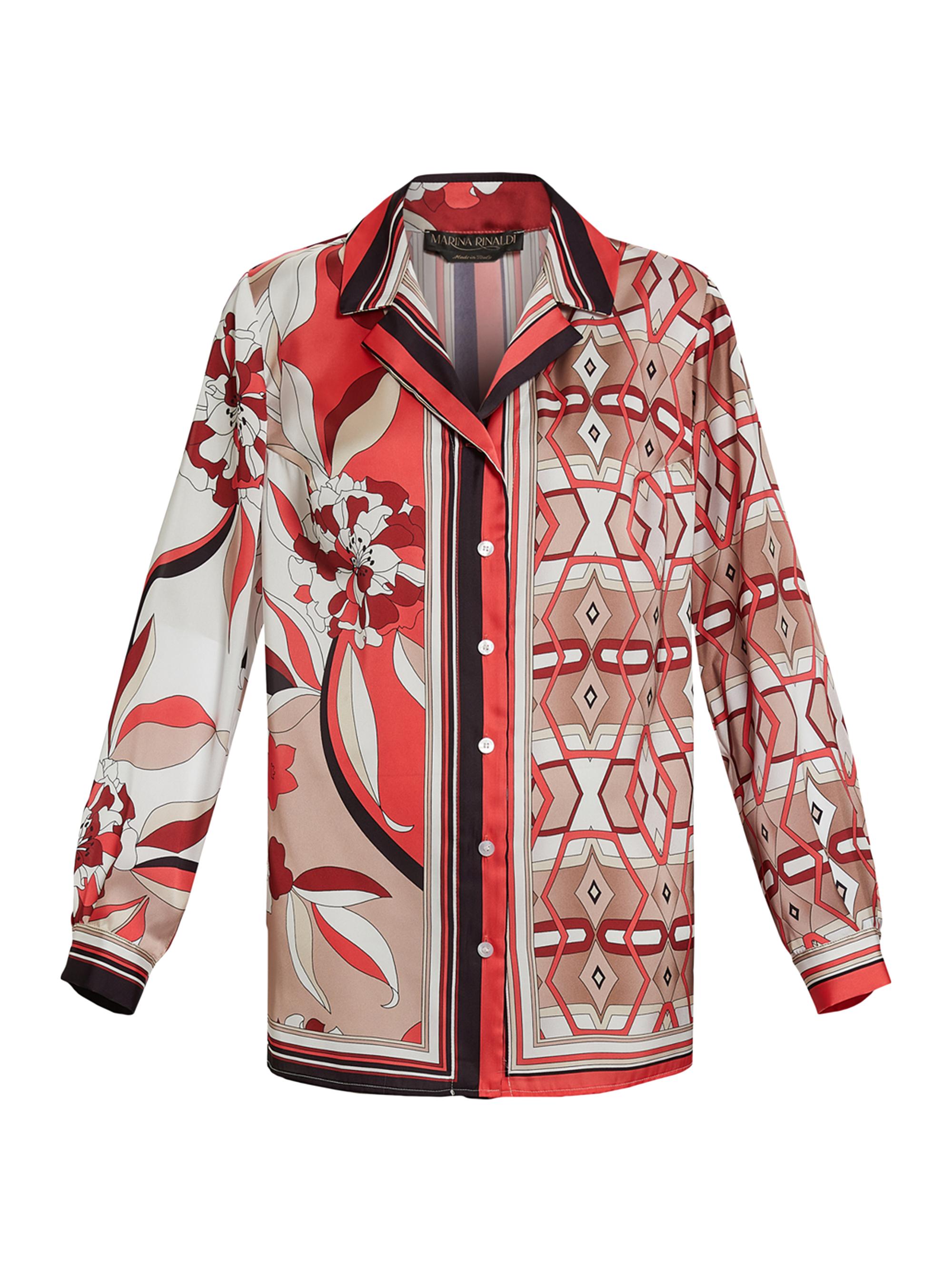Marina Rinaldi Women's Biondo Print Satin Shirt - Red