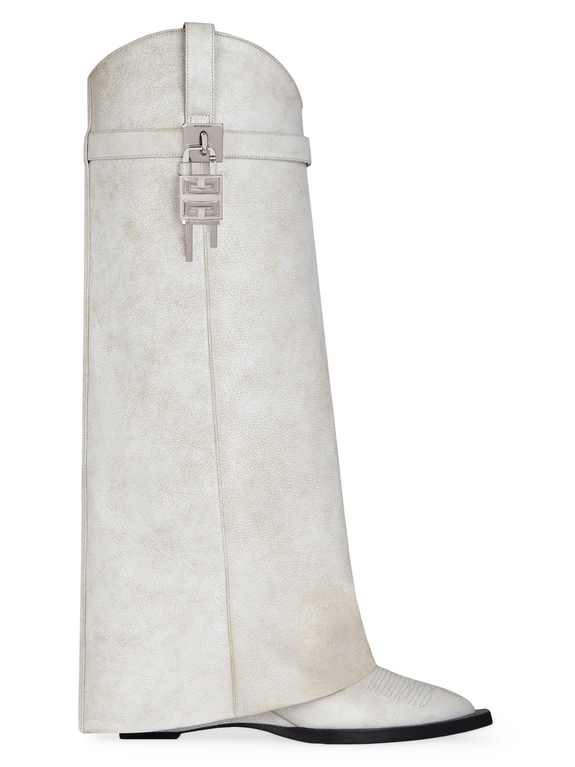 Givenchy Women's Shark Lock Cowboy Boots In Aged Leather -