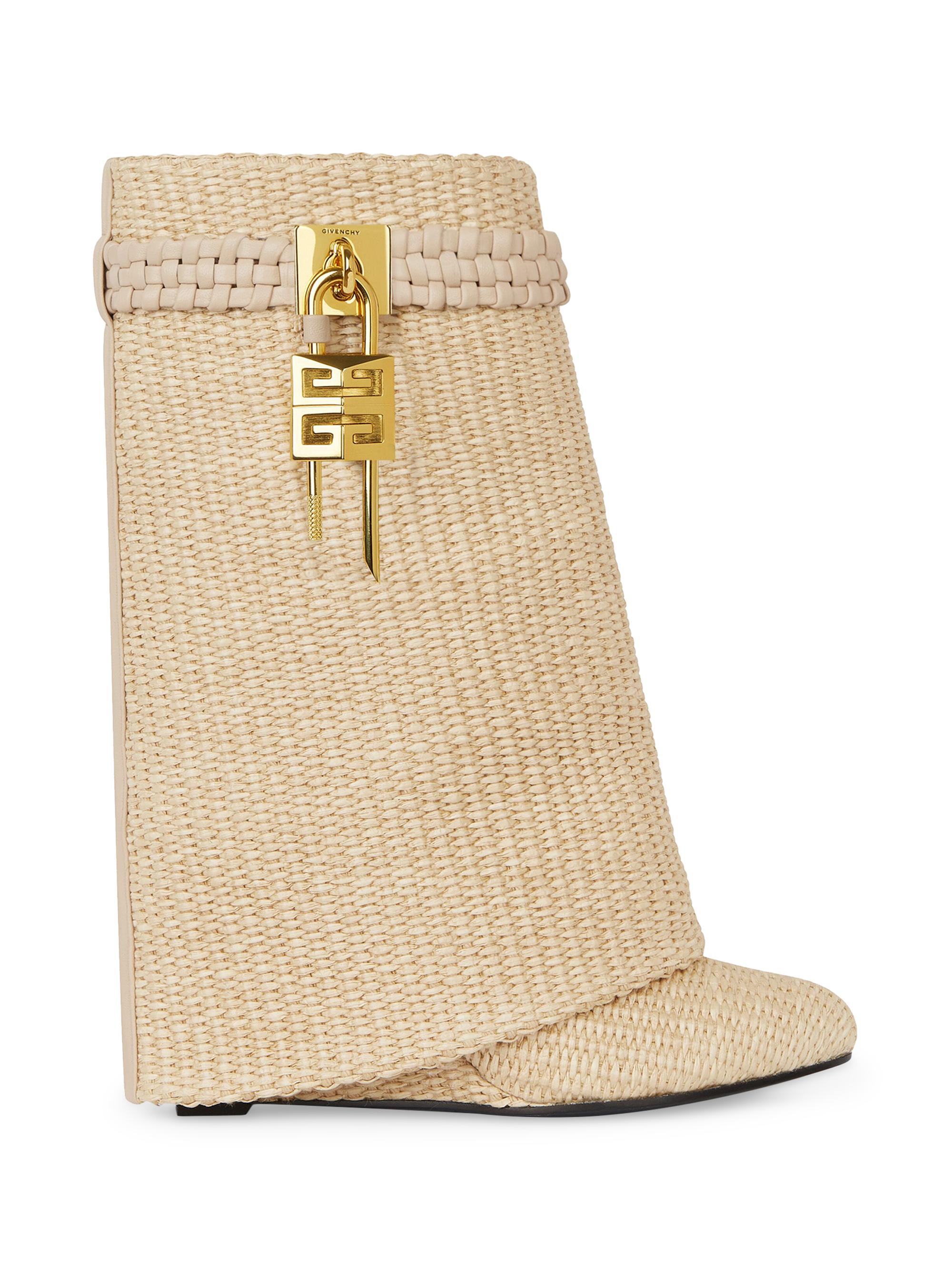 Givenchy Women's Shark Lock Ankle Boots In Raffia - Beige