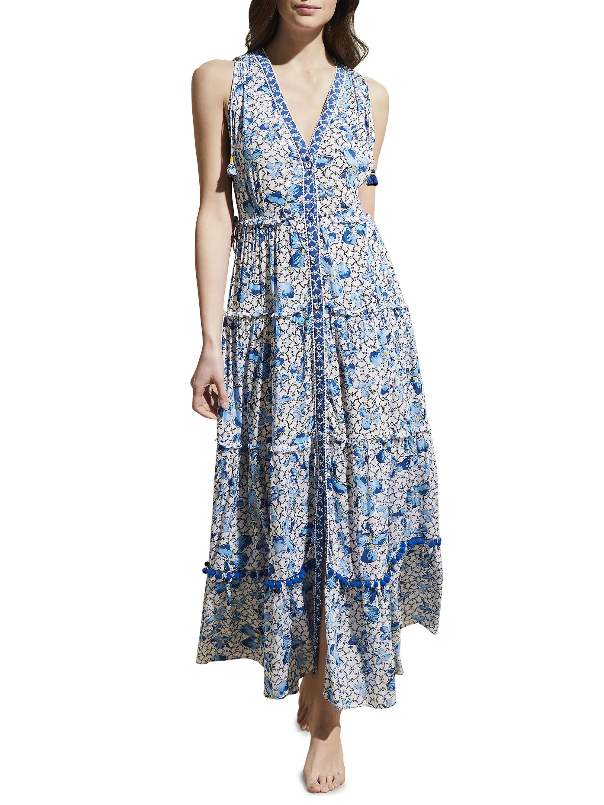 Vilebrequin Women's Iris Floral Tiered Maxi Dress - Blue