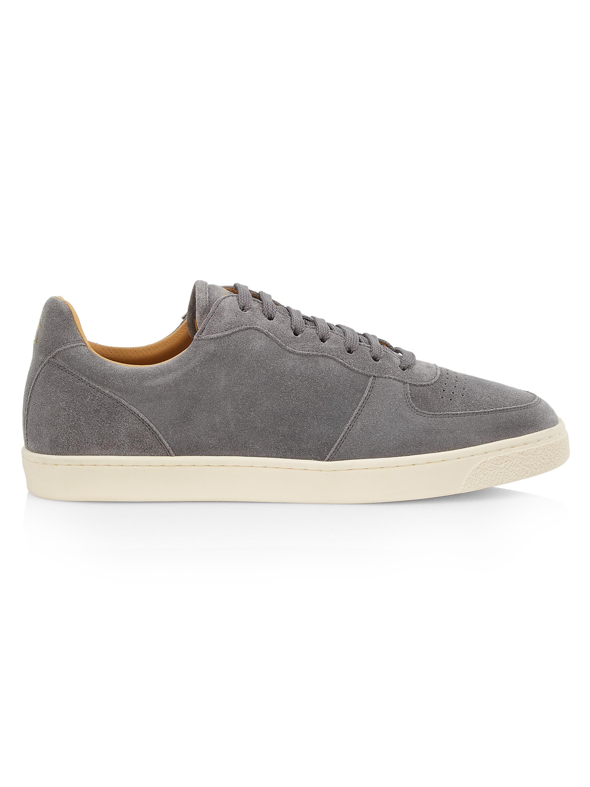 Brunello Cucinelli Men's Suede Low-Top Sneakers - Smoke