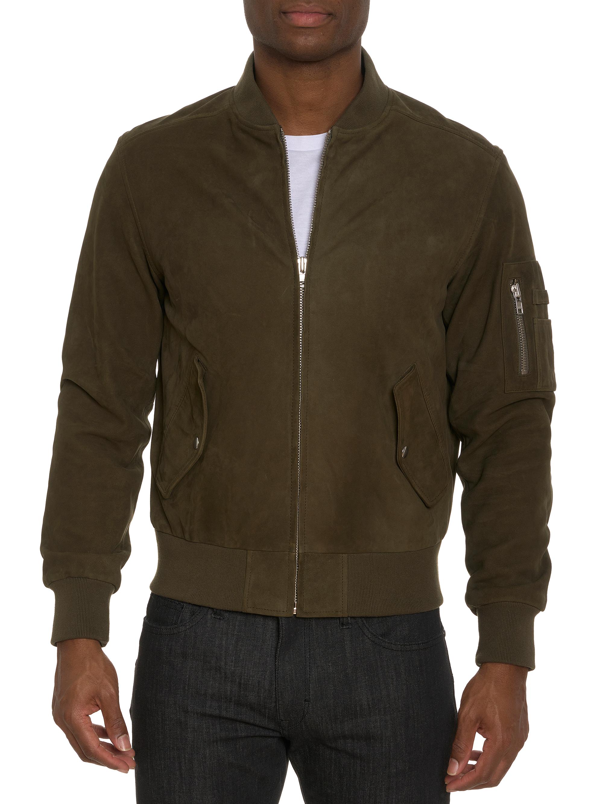 Robert Graham Men's Gasper Suede Bomber Jacket - Forest