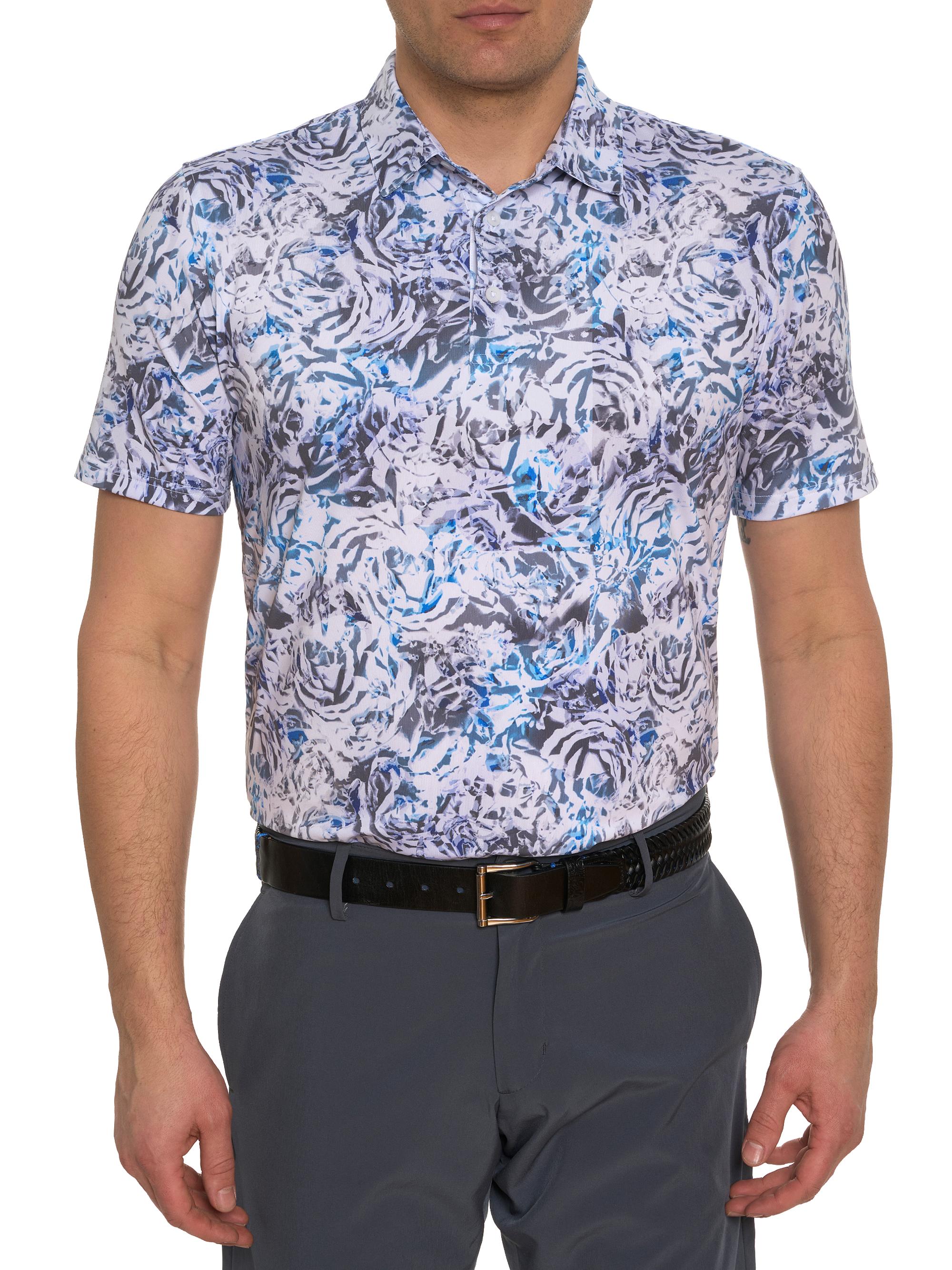Robert Graham Men's Abstract Rose Print Polo - White