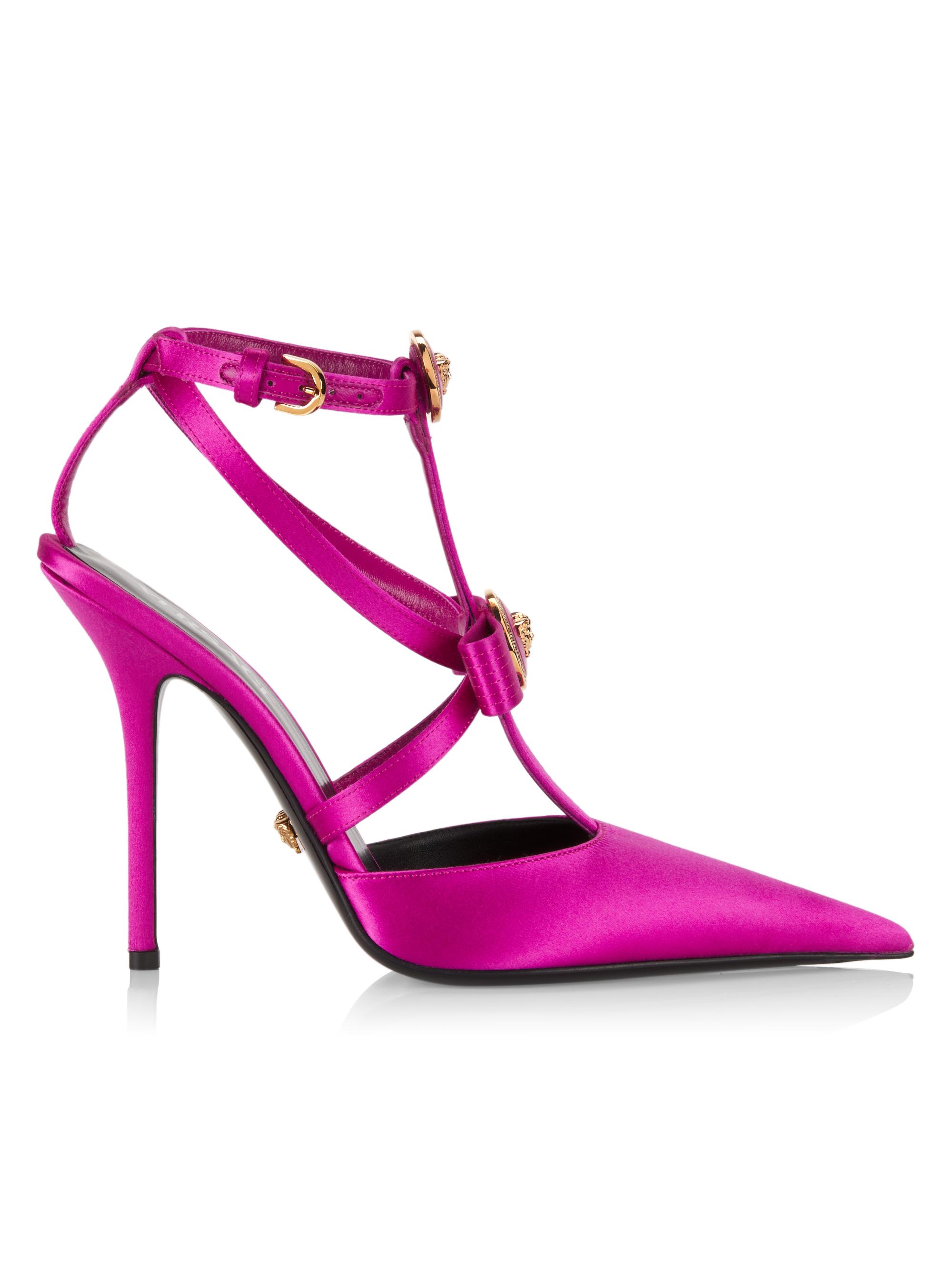 Versace Women's 125MM Medusa Caged Satin Pumps - Water Lily