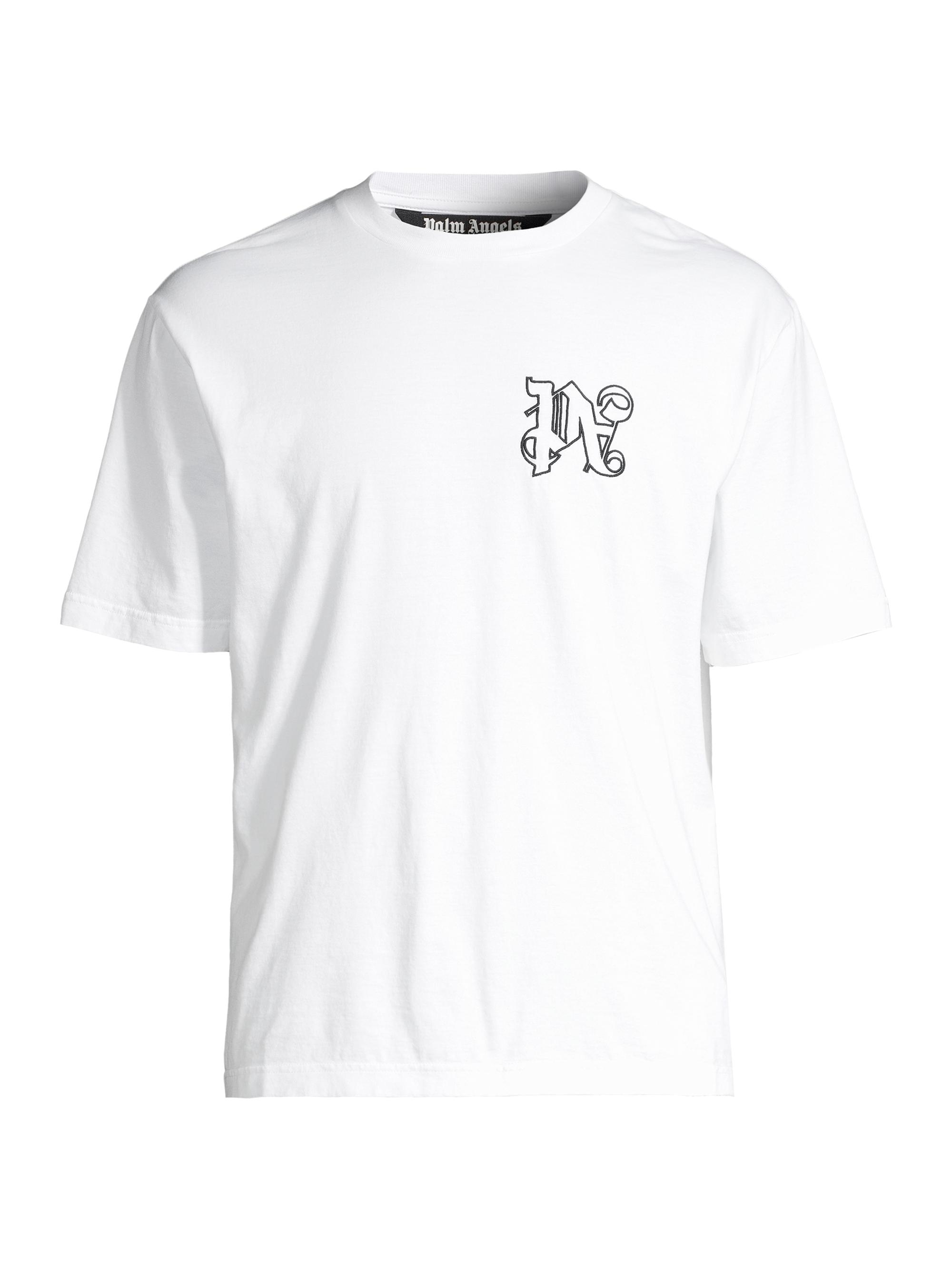 Palm Angels Men's Monogram Crewneck T-Shirt - White