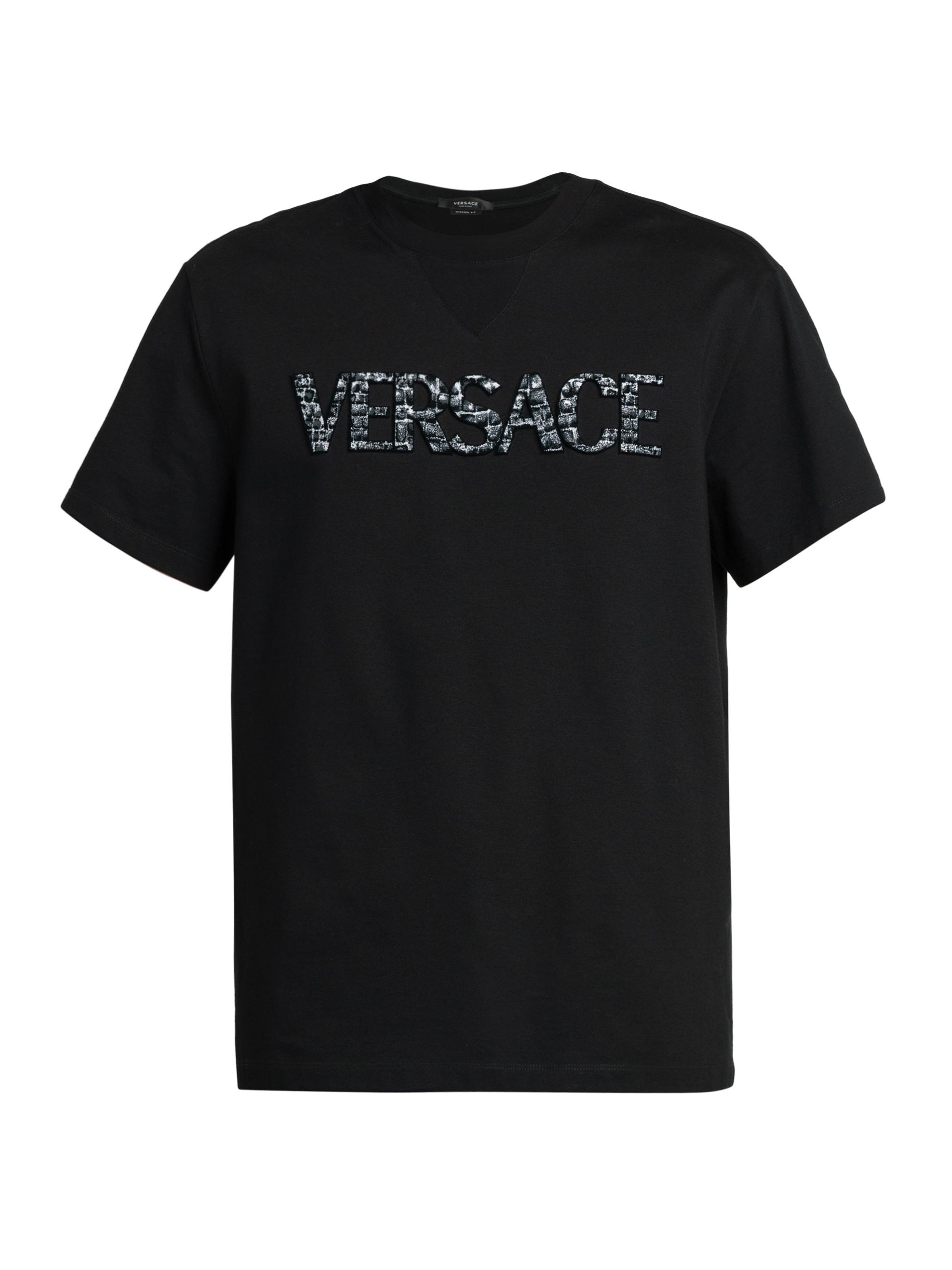 Versace Men's Logo Crewneck T-Shirt - Black
