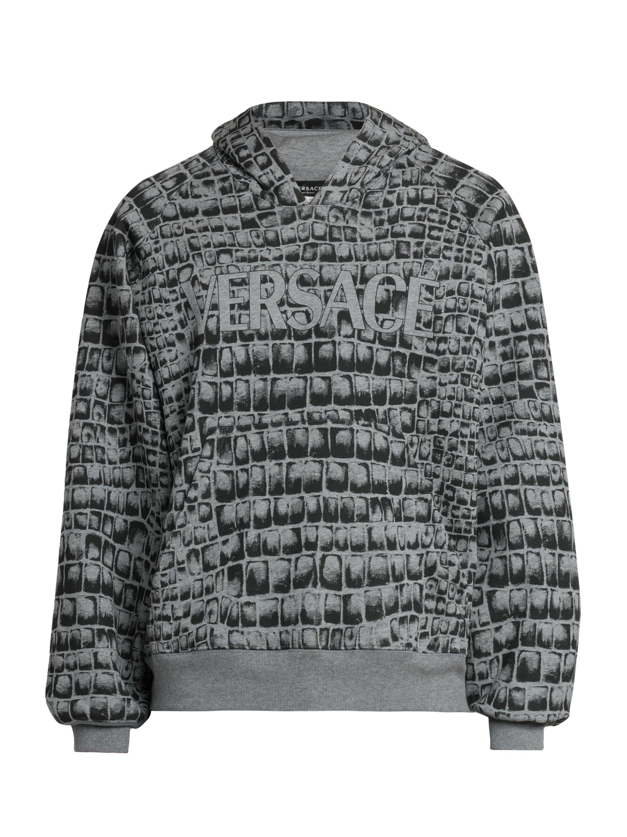 Versace Men's Crocodile Logo Hoodie - Medium Grey