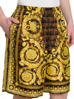 Versace Baroccodile-print silk shirt - Yellow